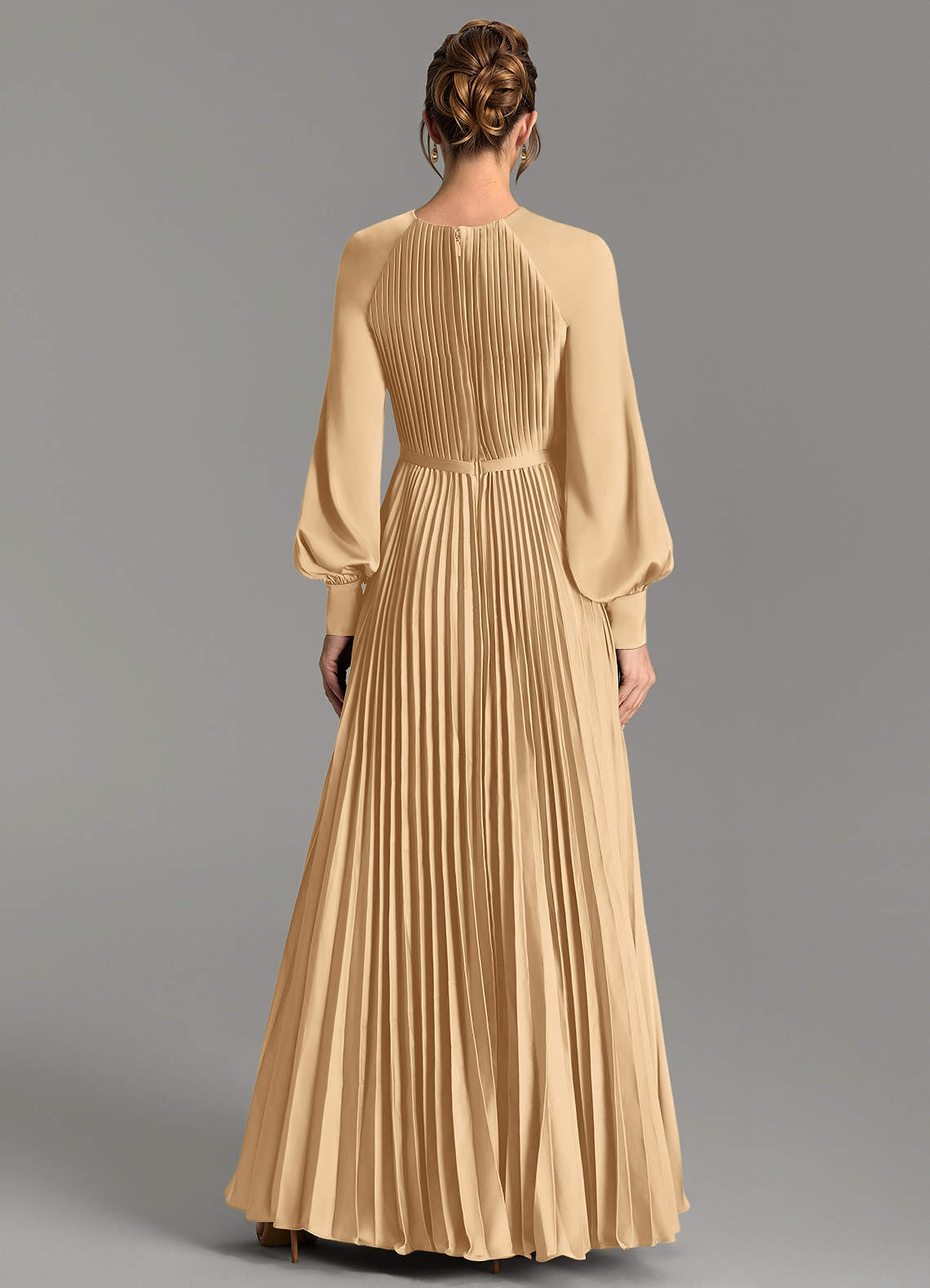 Grayson A-Line Scoop-Neck Stretch Satin Bridesmaid Dress in Gold