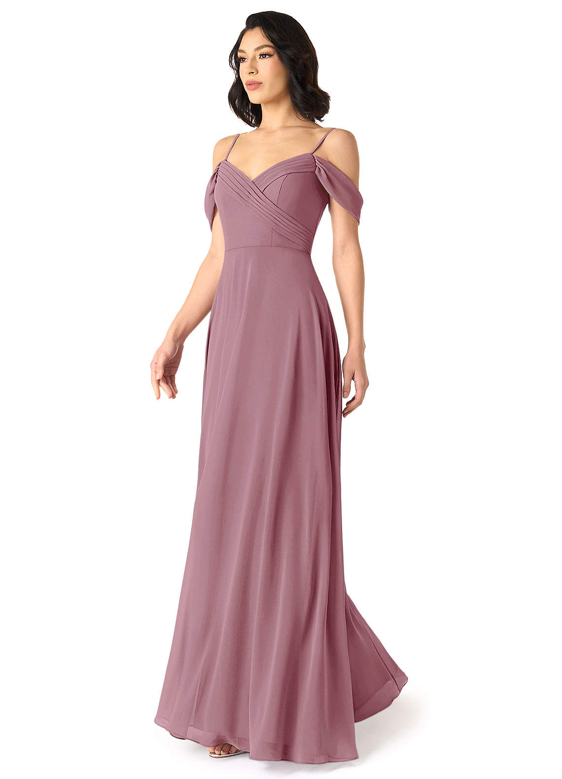 Tancie A-Line Off-the-Shoulder Chiffon Bridesmaid Dress in Vintage Mauve