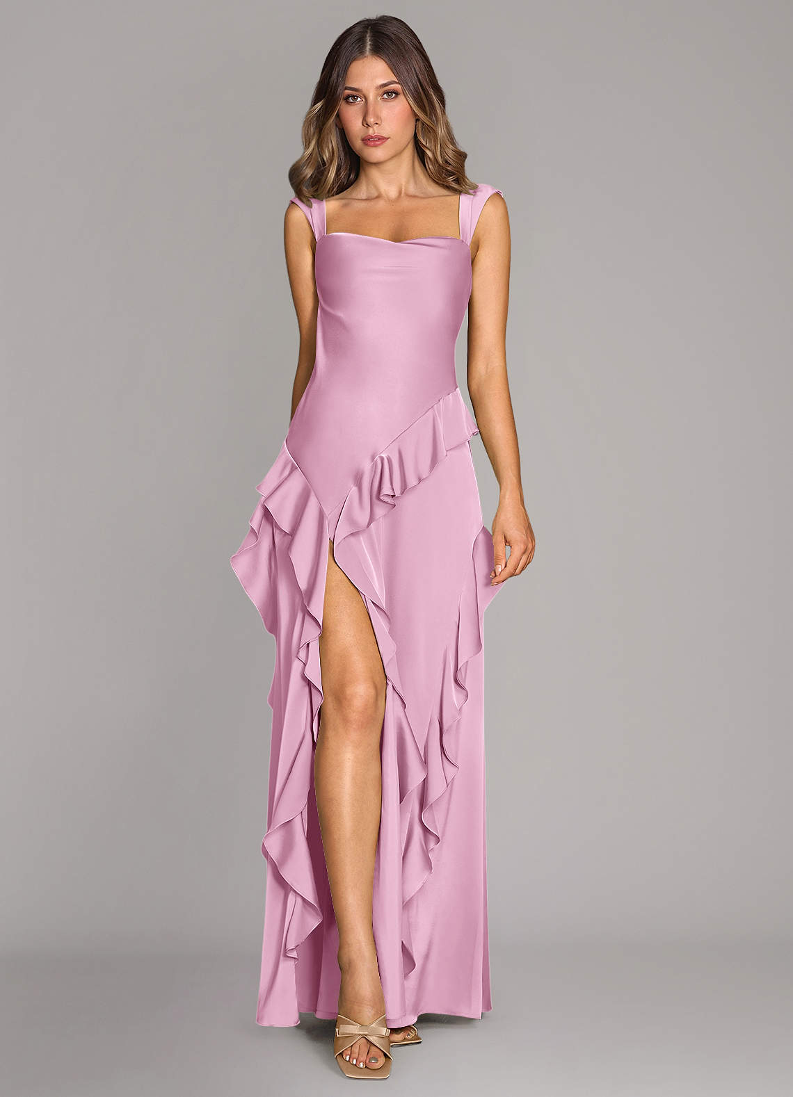 Sloane A-Line Sweetheart Stretch Satin Bridesmaid Dress in candy pink