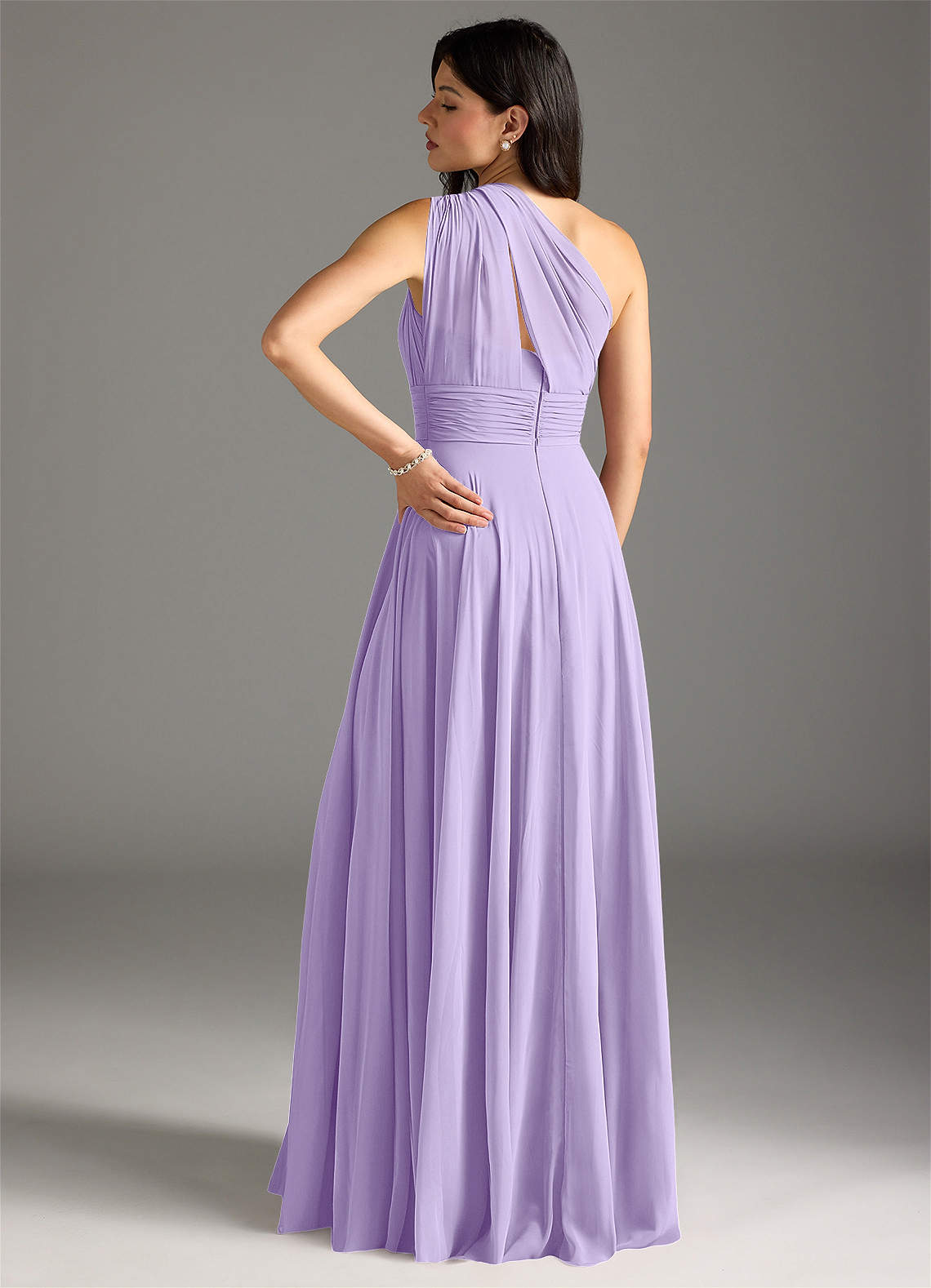 Charlize A-Line One-Shoulder Chiffon Bridesmaid Dress in Lilac