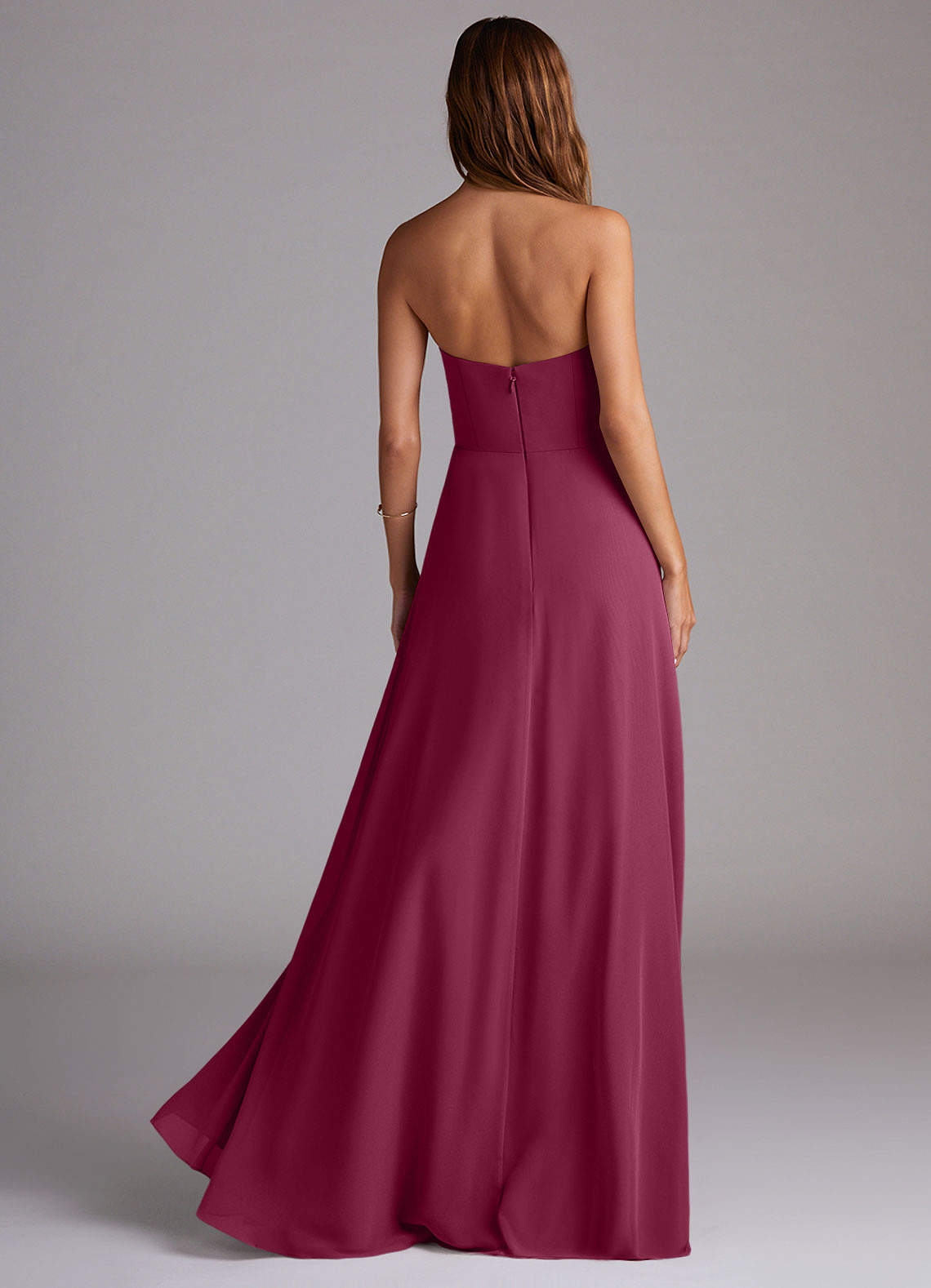 Wren A-Line Straight-Neck Chiffon Bridesmaid Dress in Mulberry