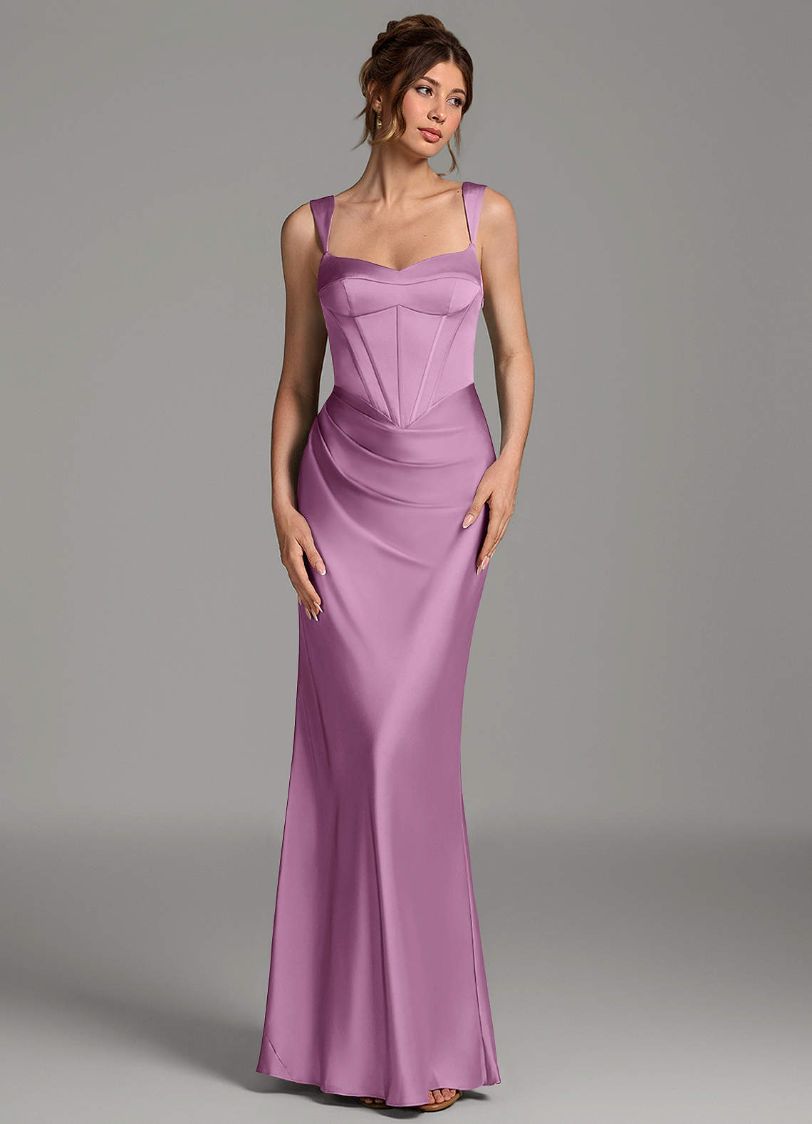 Mela Sheath Sweetheart Stretch Satin Bridesmaid Dress in Wisteria