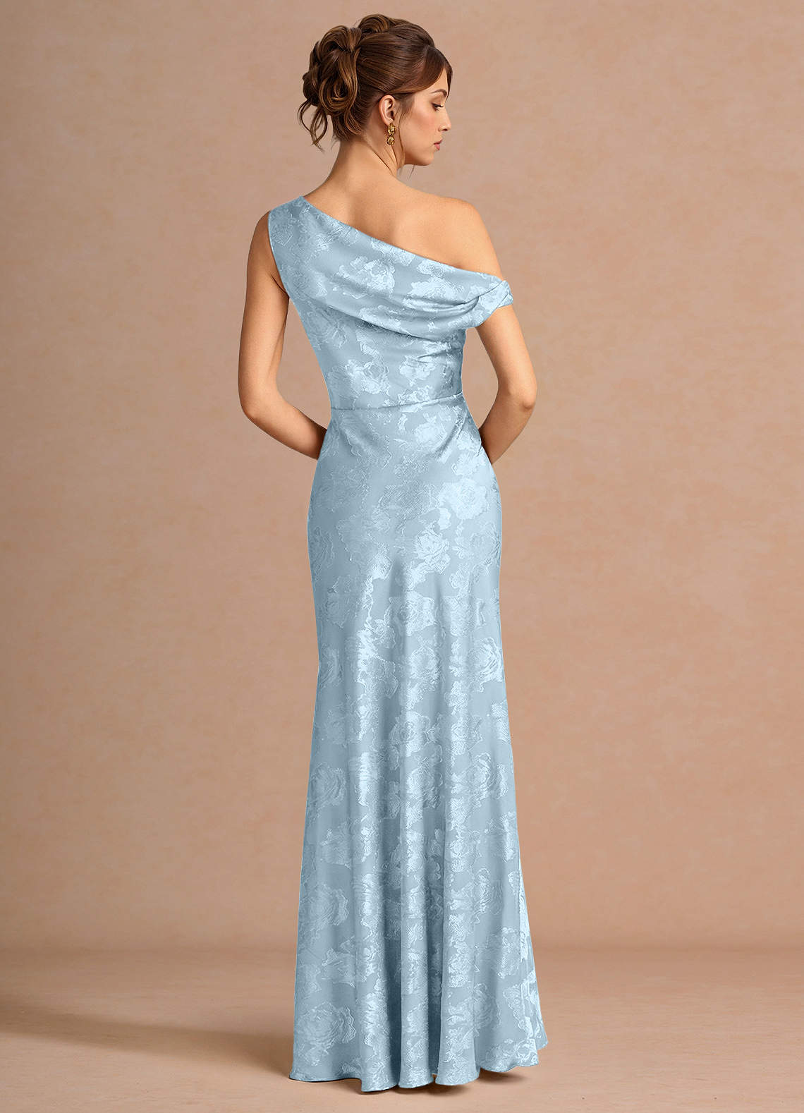 Kismet Mermaid One-Shoulder Fil Coupé Wedding Guest Dress in Powder Blue
