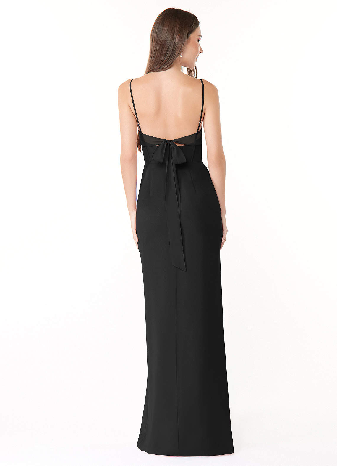 Mai Sheath Cowl-Neck Chiffon Bridesmaid Dress in black