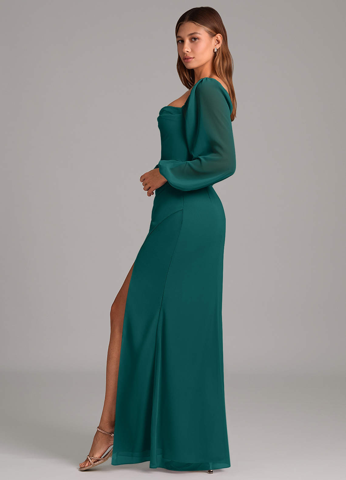Brixley Mermaid Sweetheart Chiffon Bridesmaid Dress in Peacock