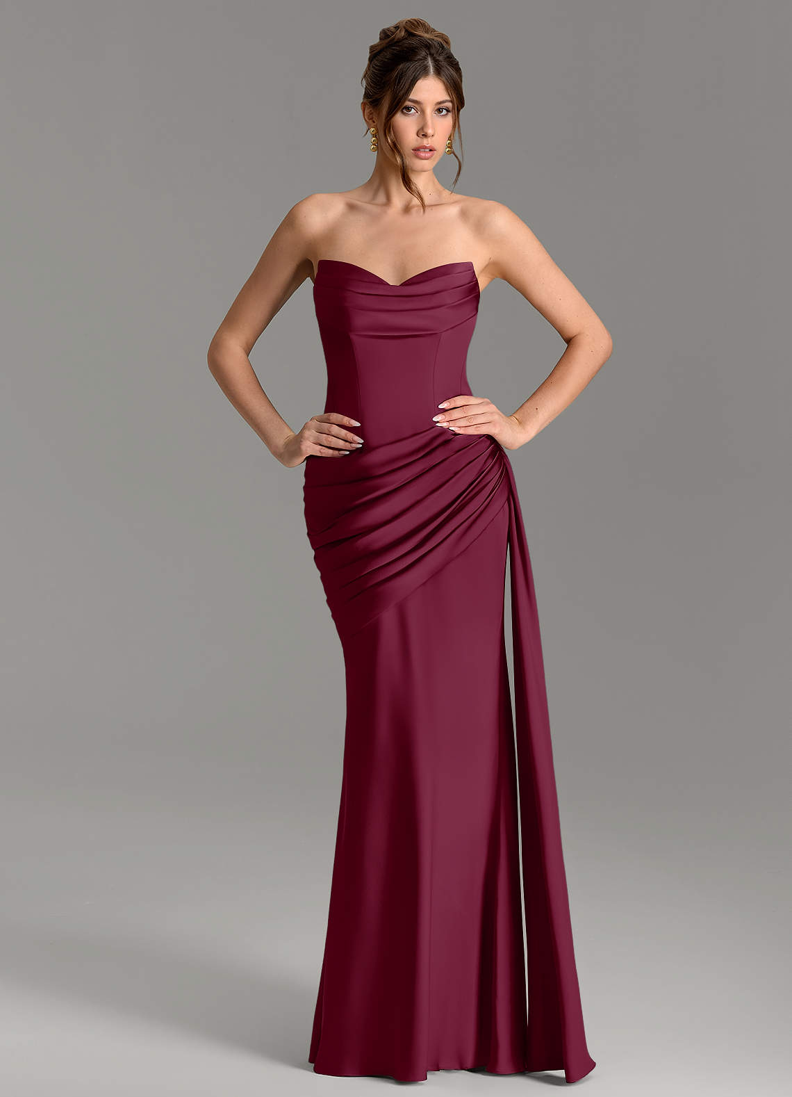 Zorah Mermaid Sweetheart Stretch Satin Bridesmaid Dress in Mulberry