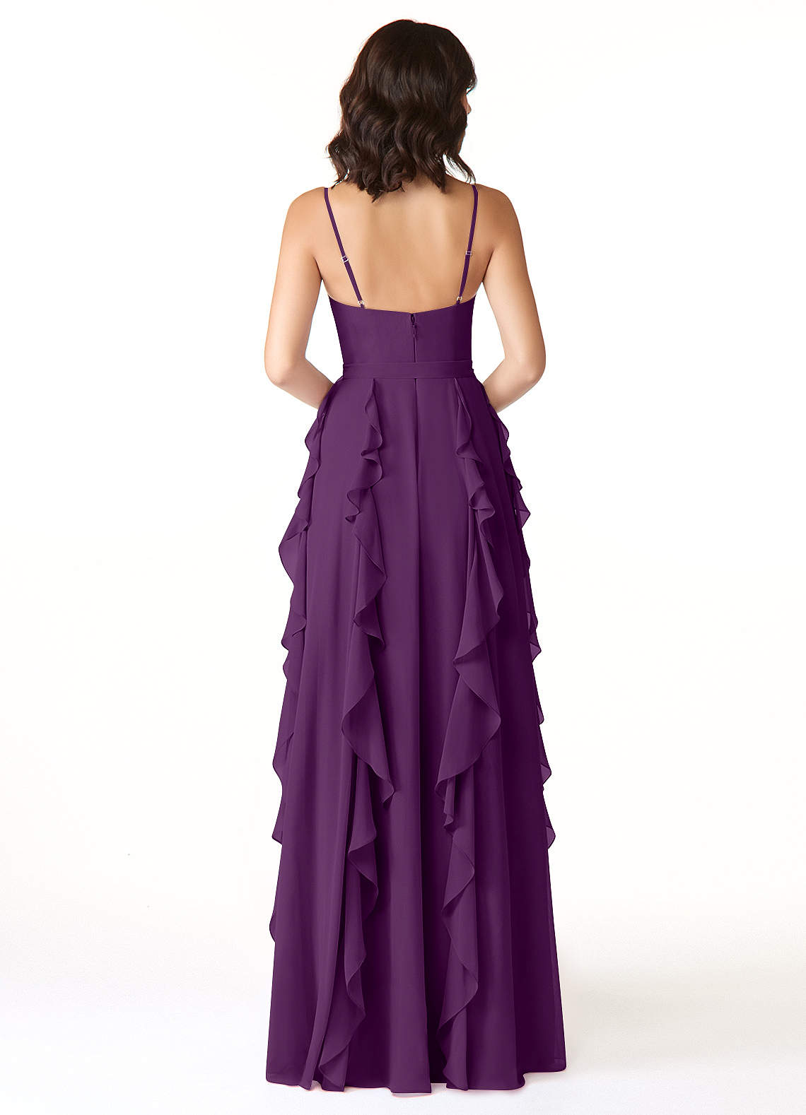 Peyton A-Line V-Neck Chiffon Bridesmaid Dress in Grape