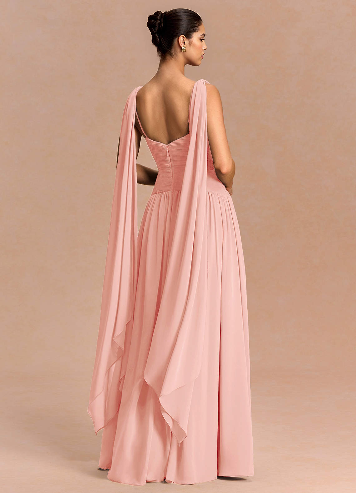 Eluney A-Line V-Neck Chiffon Evening Dress in Rosette