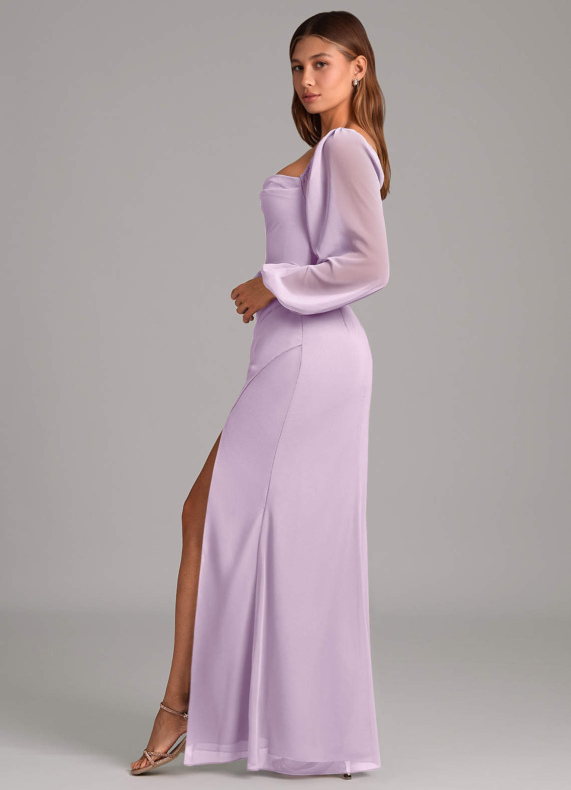 Brixley Mermaid Sweetheart Chiffon Bridesmaid Dress in Frosted Lilac