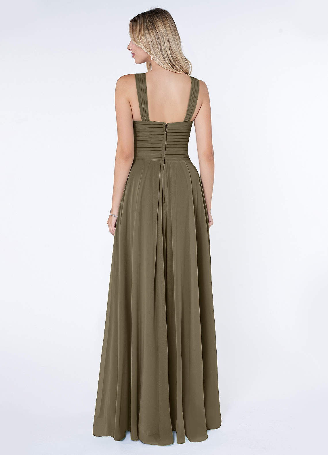 Kaleigh A-Line Halter Chiffon Bridesmaid Dress in Willow Green