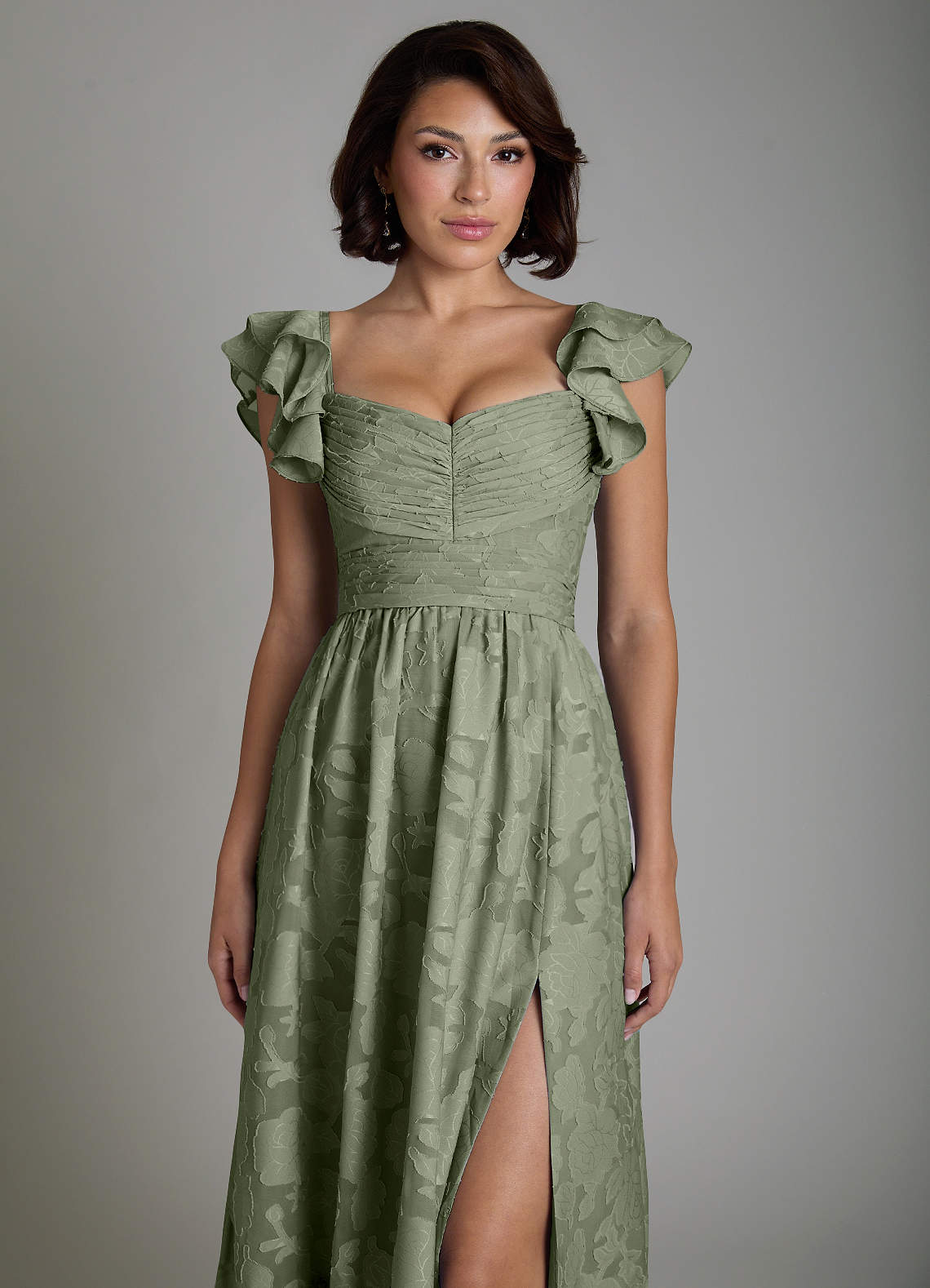 Anaya A-Line V-Neck Floral Burnout Bridesmaid Dress in Pistachio