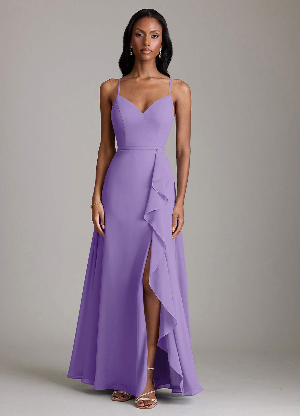 Naeem A-Line V-Neck Chiffon Bridesmaid Dress in Tahiti