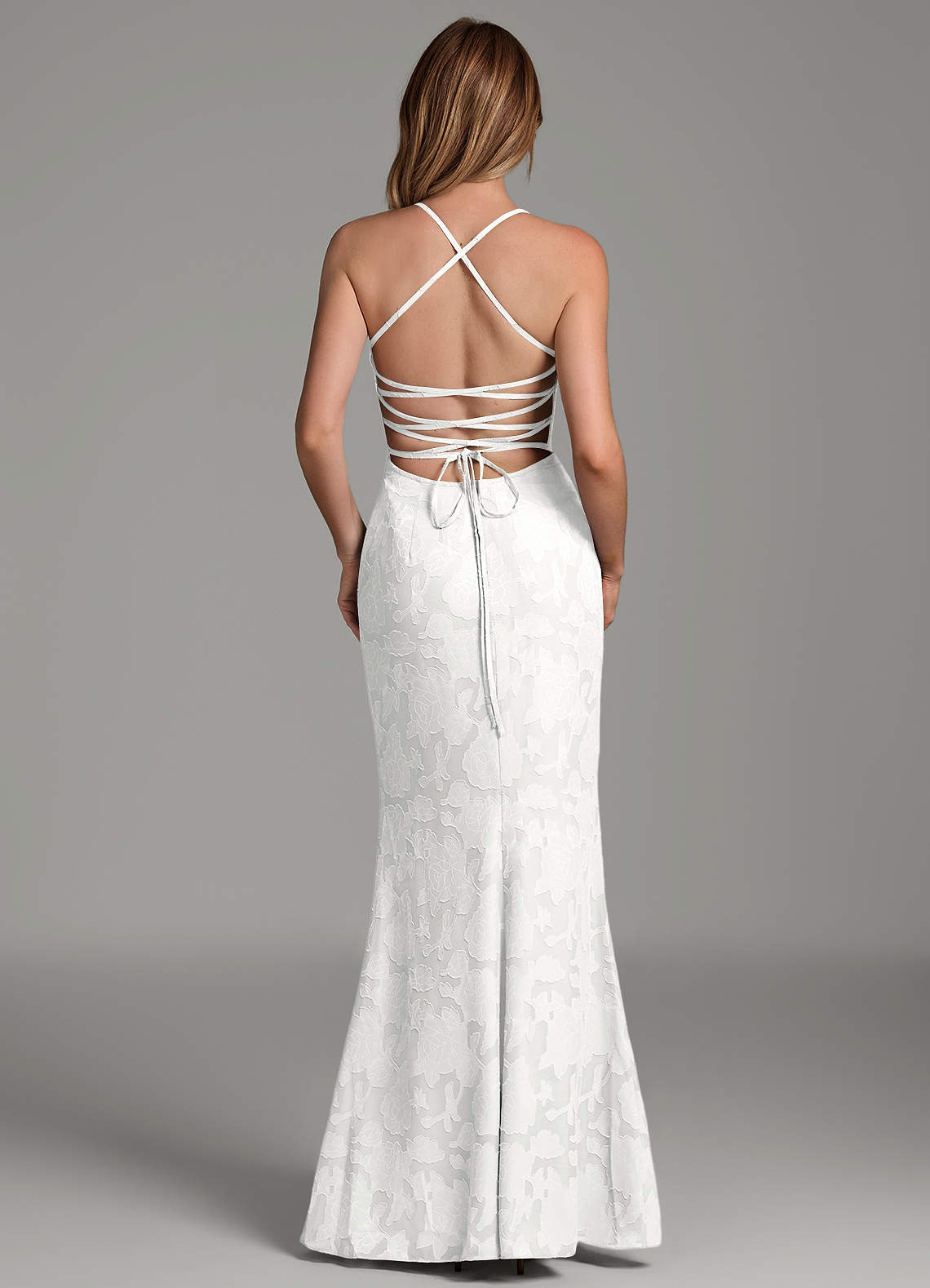 Dara Mermaid Sweetheart Floral Burnout Bridesmaid Dress in white