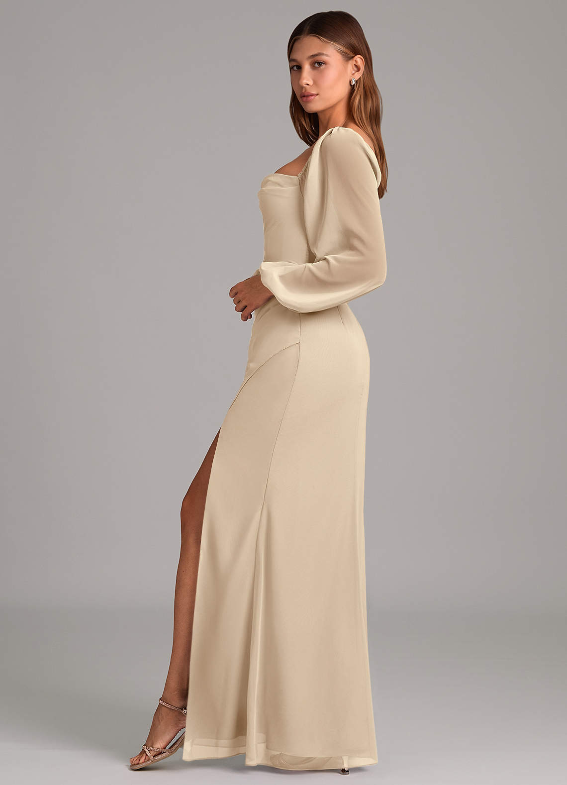 Brixley Mermaid Sweetheart Chiffon Bridesmaid Dress in Champagne