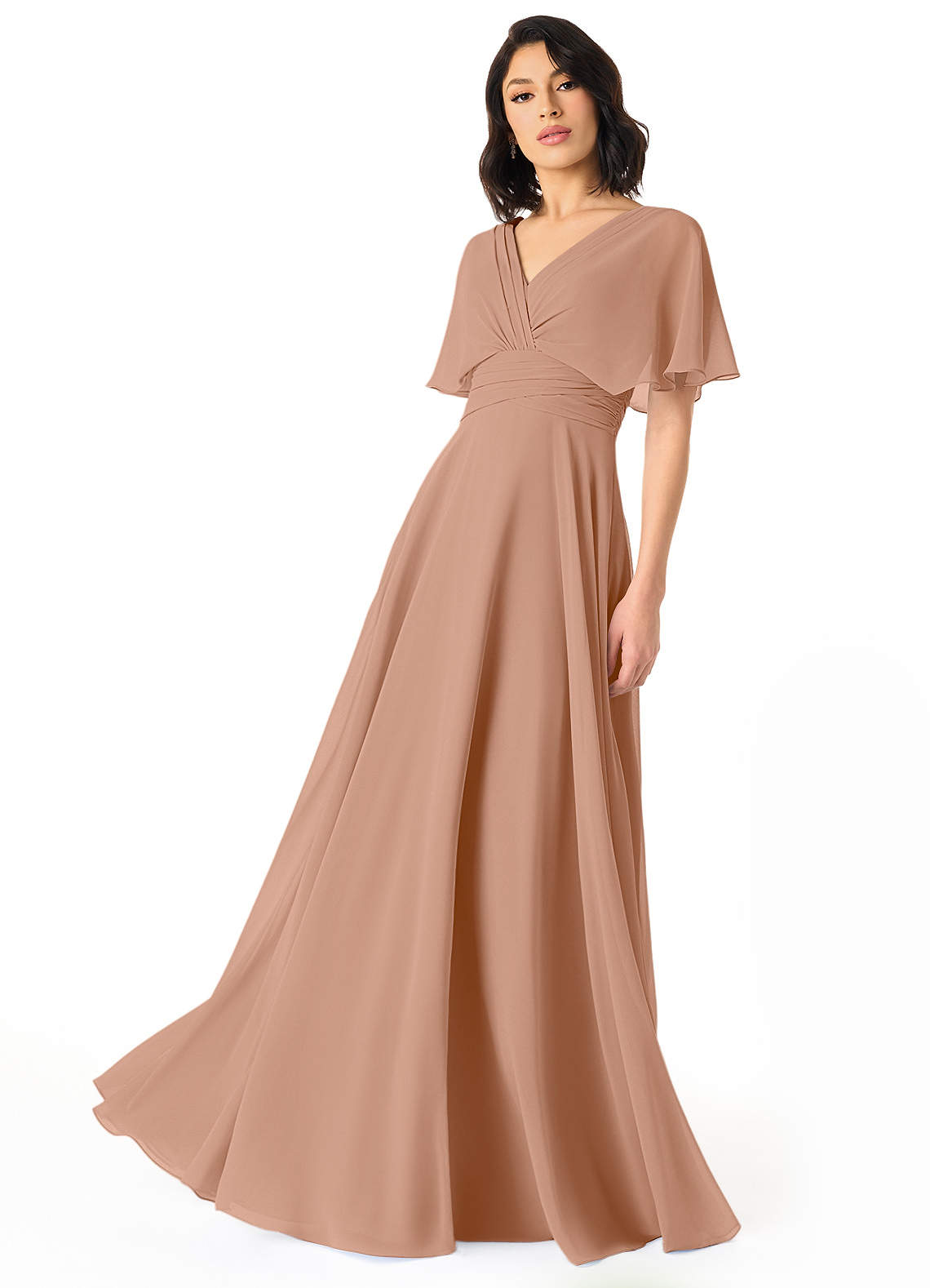 Pamela A-Line V-Neck Chiffon Bridesmaid Dress in Champagne Rose