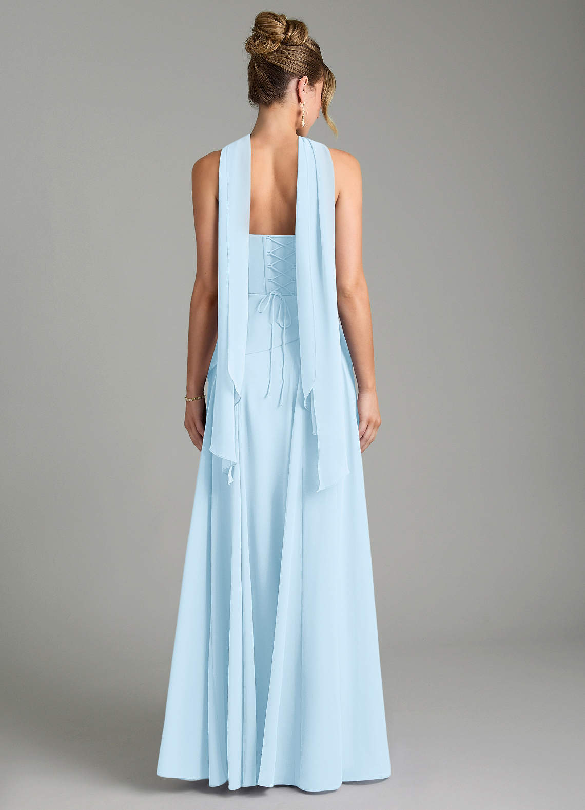 Gabriela A-Line Cowl-Neck Chiffon Bridesmaid Dress in Sky Blue