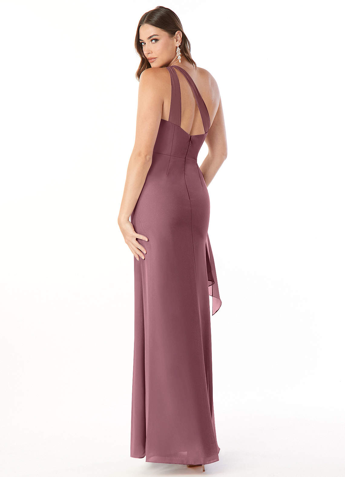 Maive Sheath One-Shoulder Chiffon Bridesmaid Dress in Amethyst