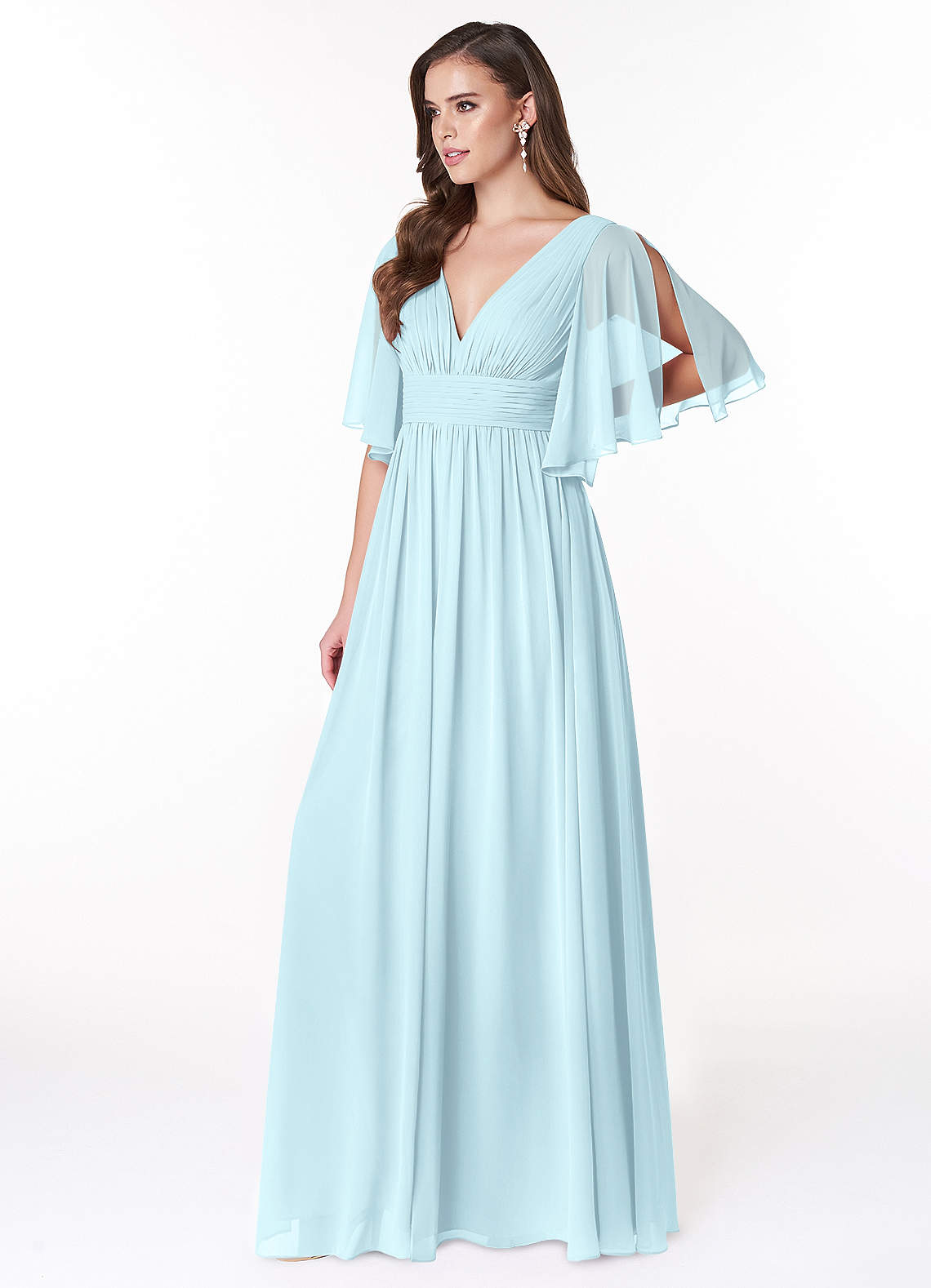 Temeka A-Line V-Neck Chiffon Bridesmaid Dress in Cloud Blue