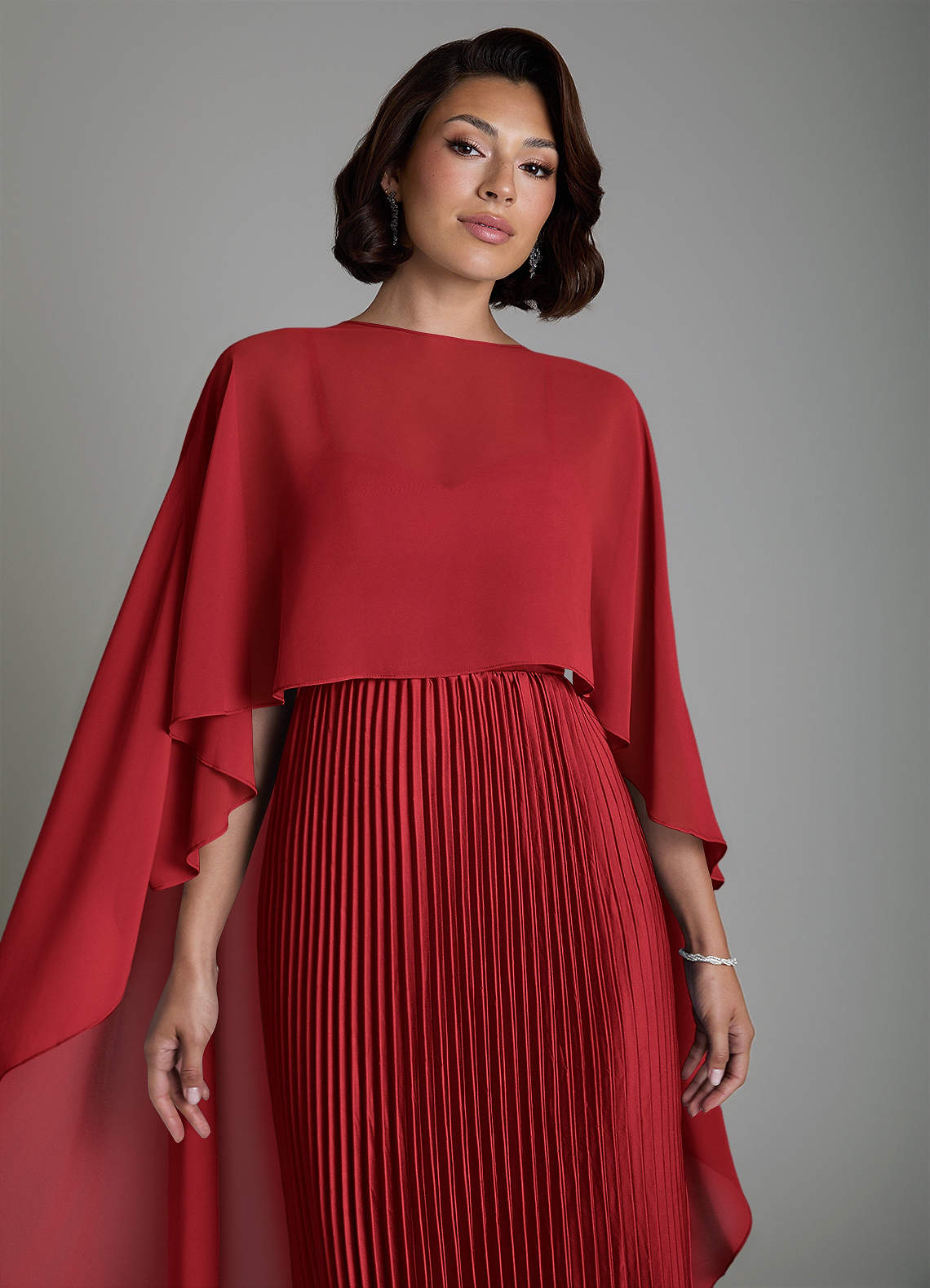 Micah A-Line Sweetheart Stretch Satin and Chiffon Bridesmaid Dress in Scarlet