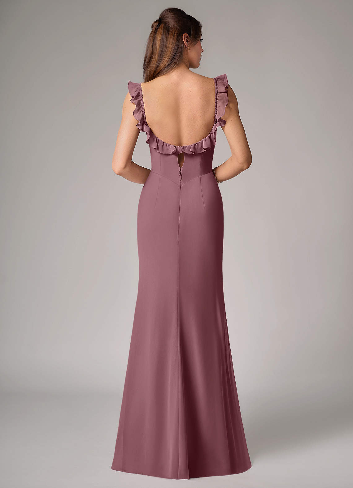 Callie Mermaid Scoop-Neck Chiffon Bridesmaid Dress in Amethyst