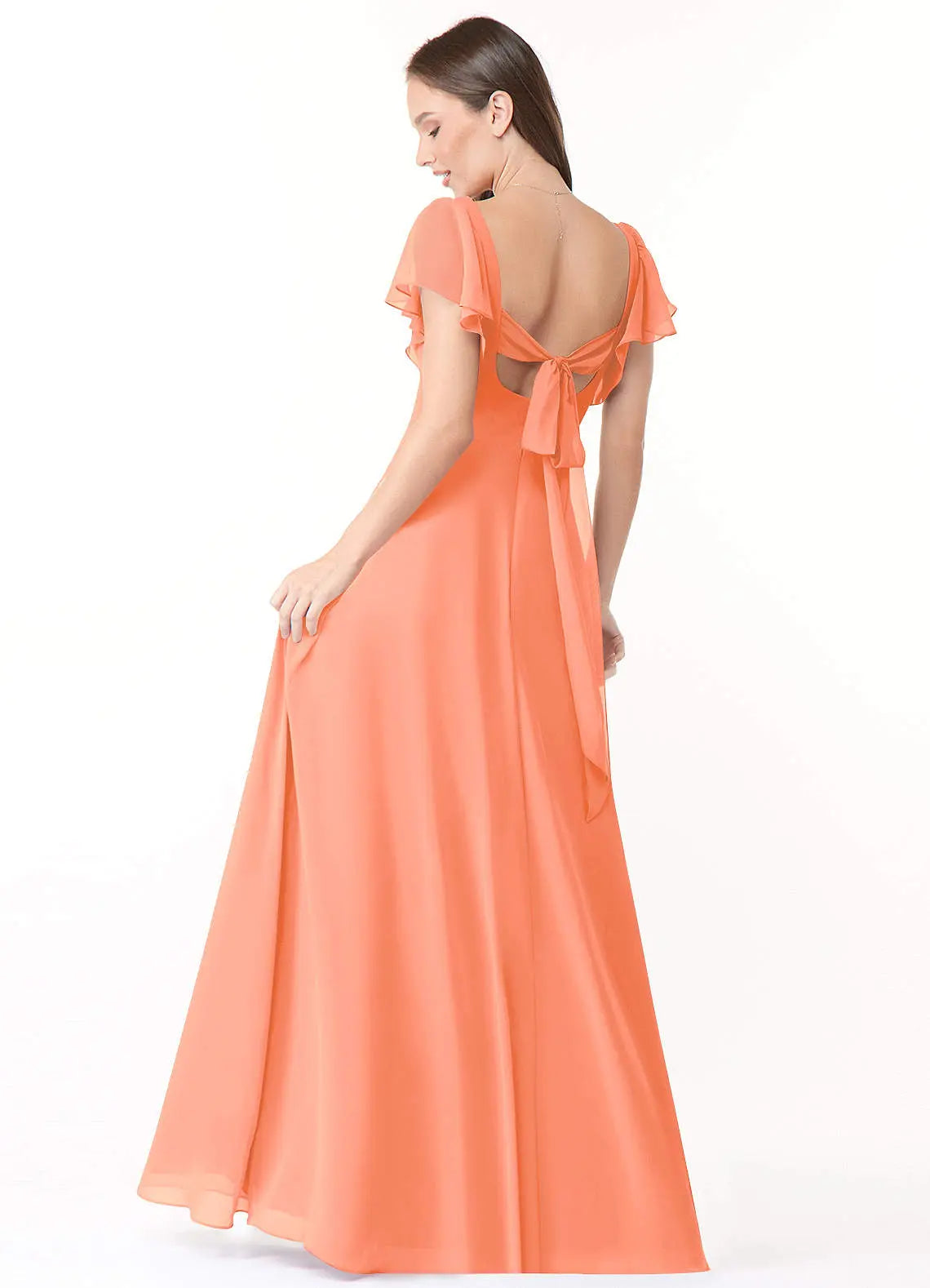 Syenna A-Line V-Neck Chiffon Bridesmaid Dress in Sunset