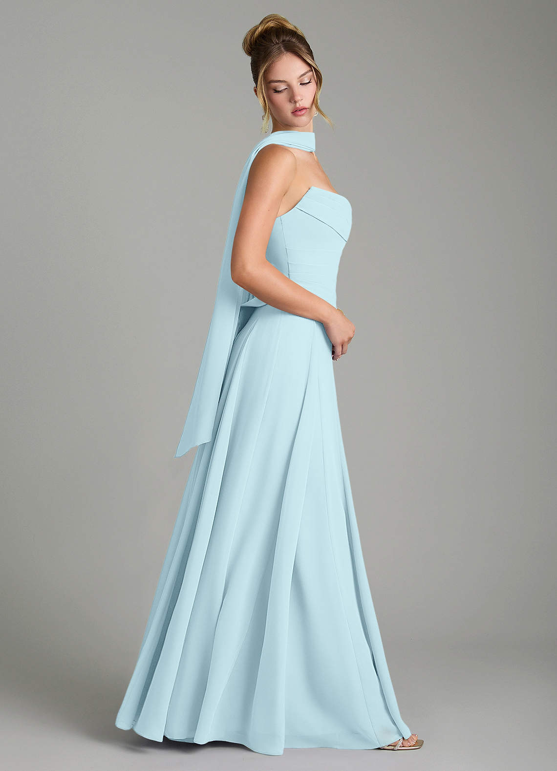 Gabriela A-Line Cowl-Neck Chiffon Bridesmaid Dress in Cloud Blue