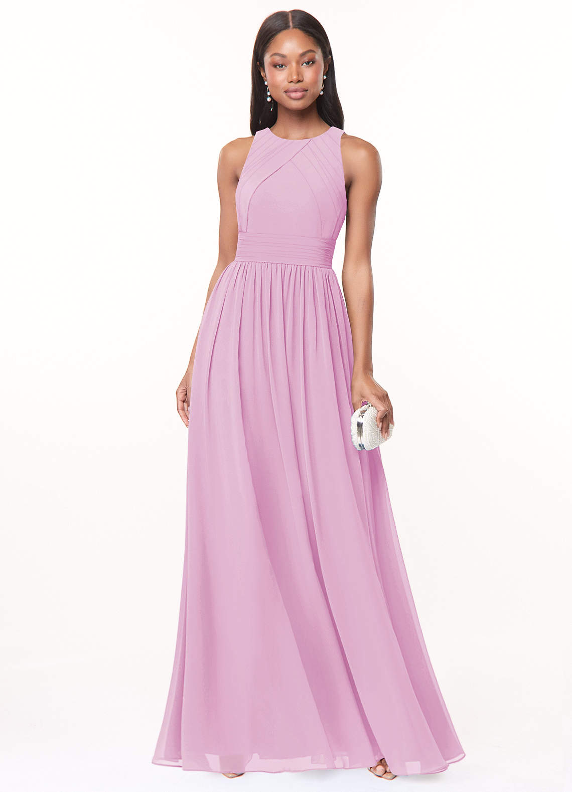 Harper A-Line Scoop-Neck Chiffon Bridesmaid Dress in candy pink