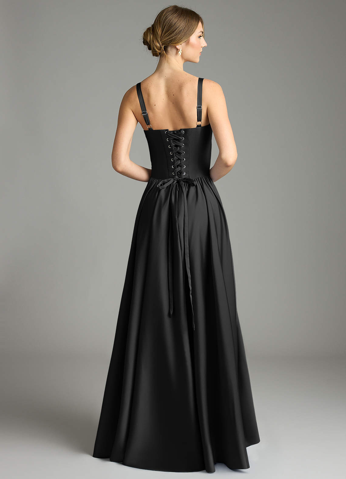 Evadina A-Line Sweetheart Stretch Satin Bridesmaid Dress in black