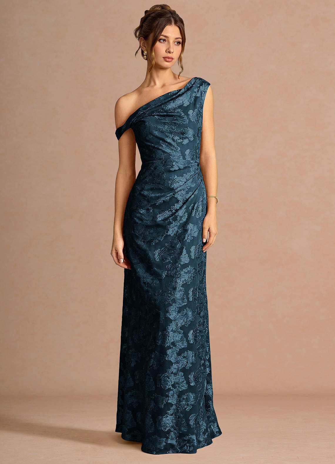 Kismet Mermaid One-Shoulder Fil Coupé Wedding Guest Dress in Lemon Sorbet