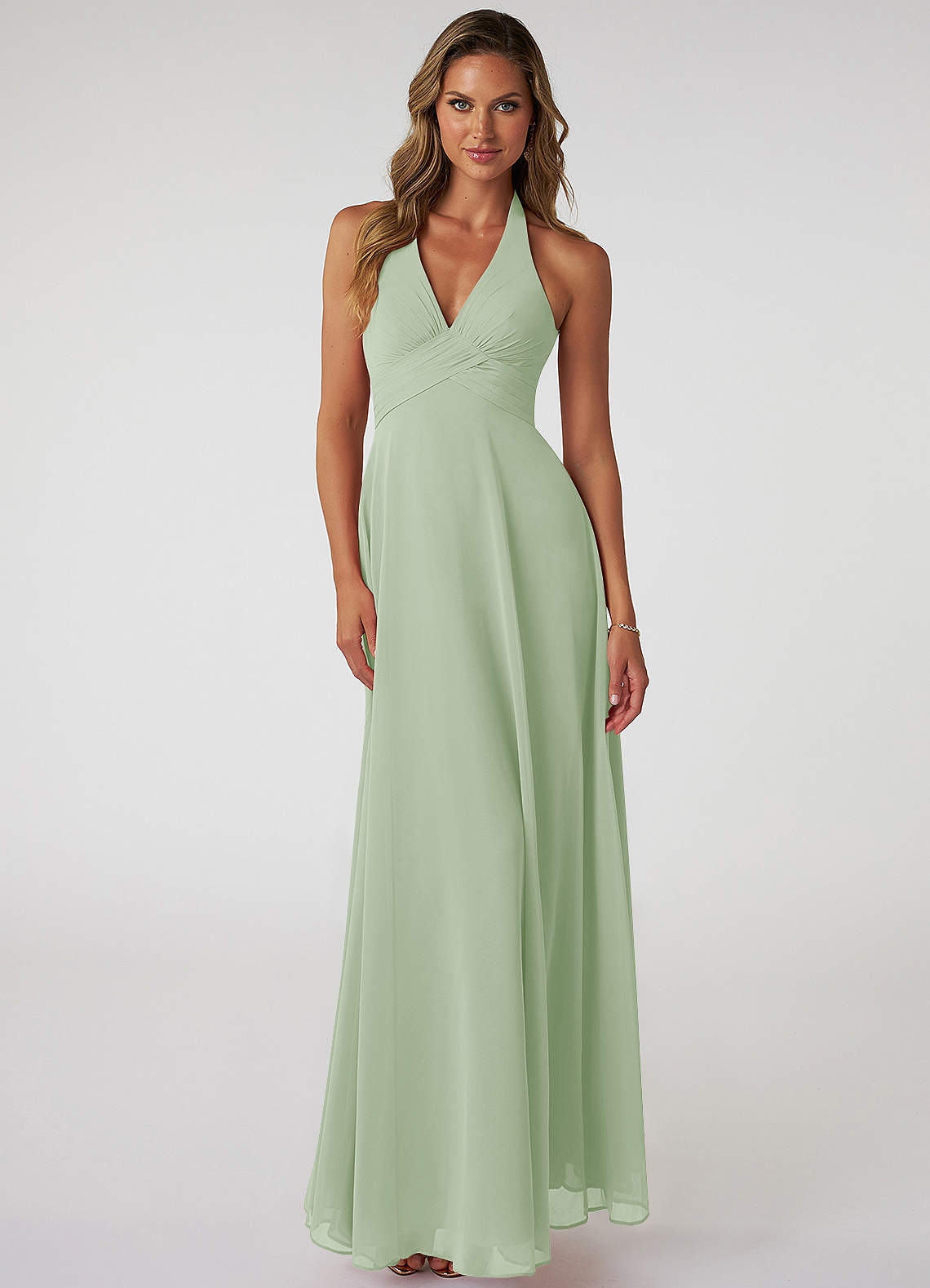Tessie A-Line V-Neck Chiffon Bridesmaid Dress in Dusty Sage
