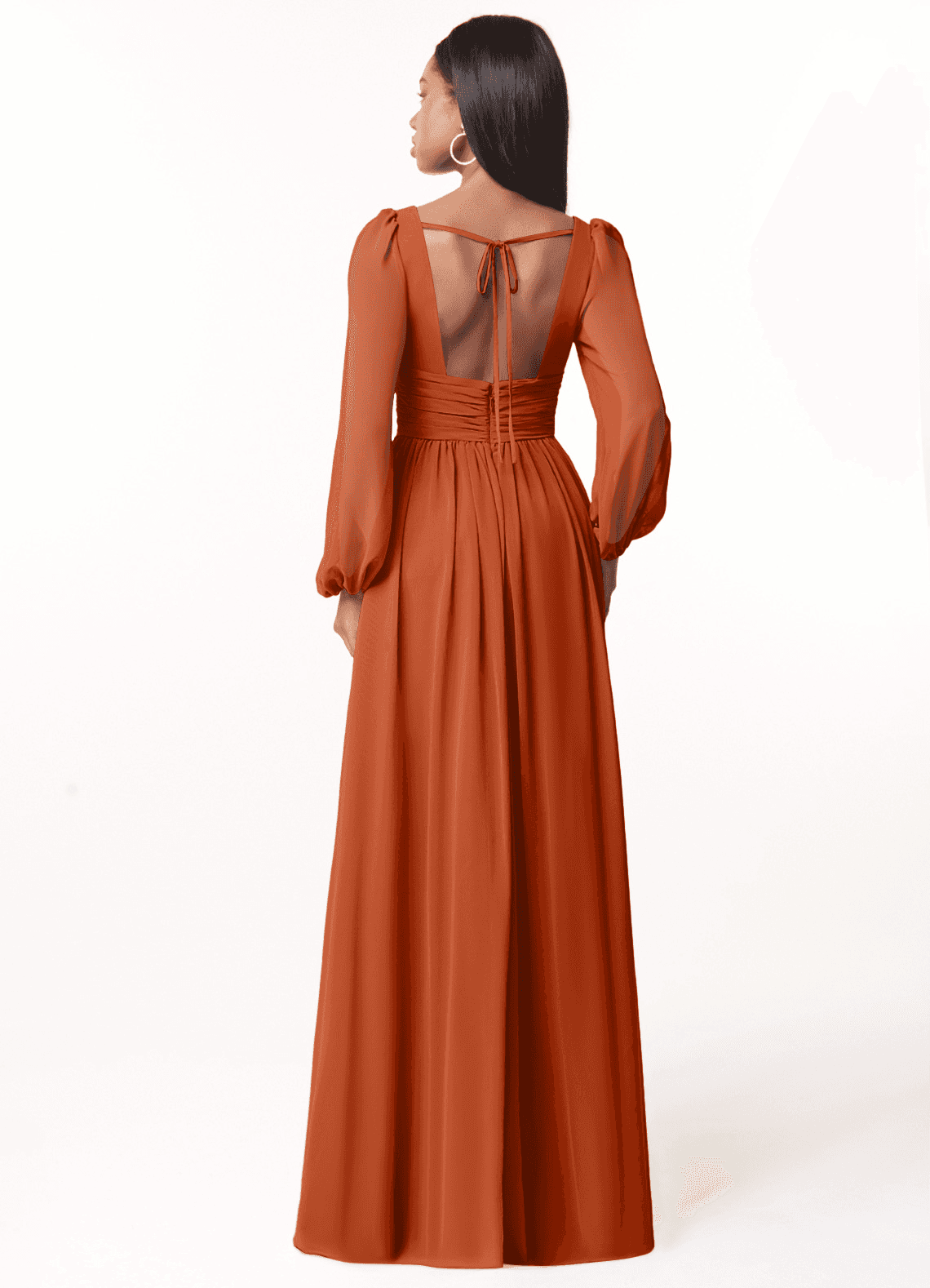 Norah A-Line V-Neck Chiffon Bridesmaid Dress in Burnt Orange