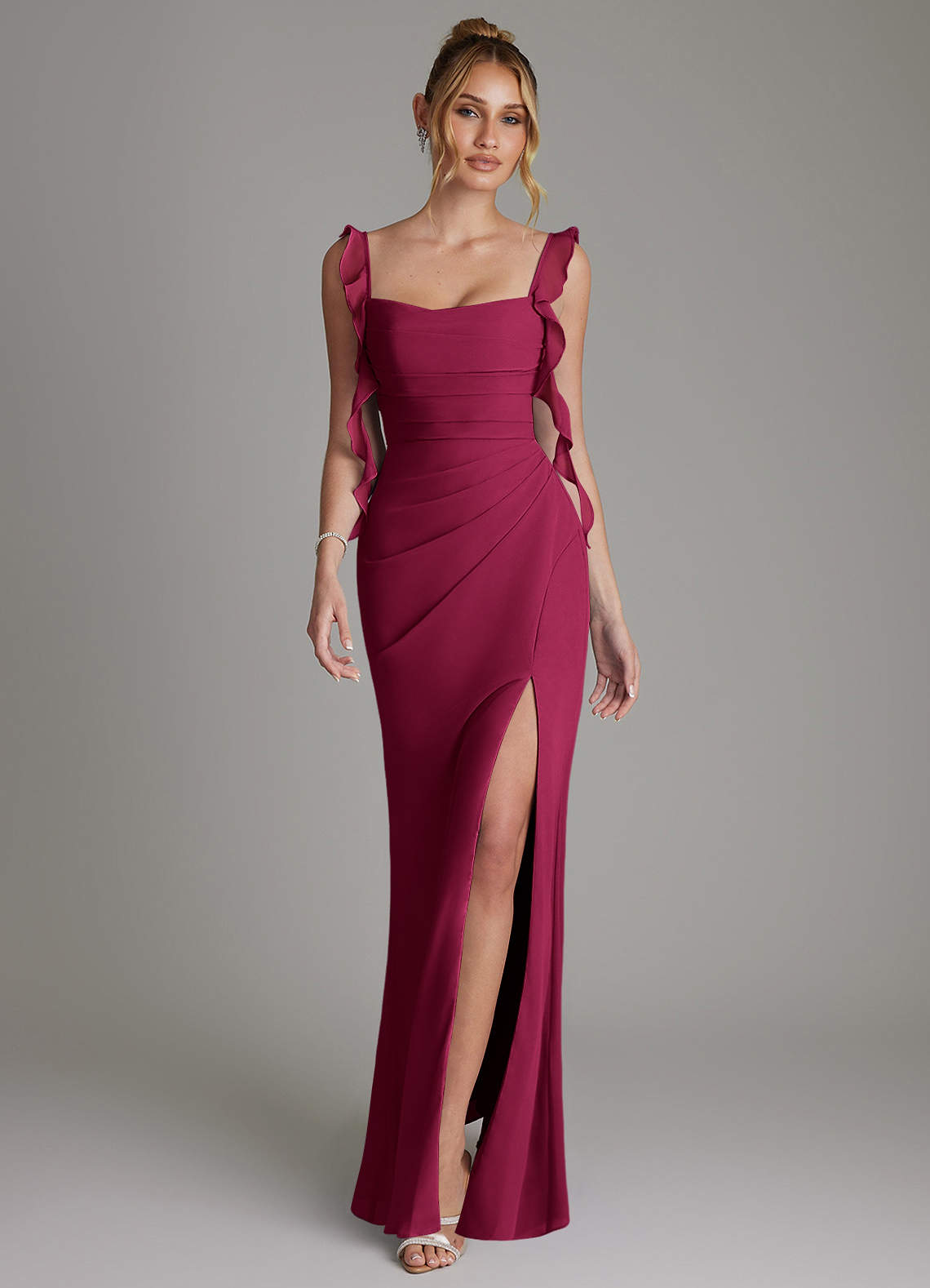 Jessamine Mermaid Sweetheart Chiffon Bridesmaid Dress in Burgundy