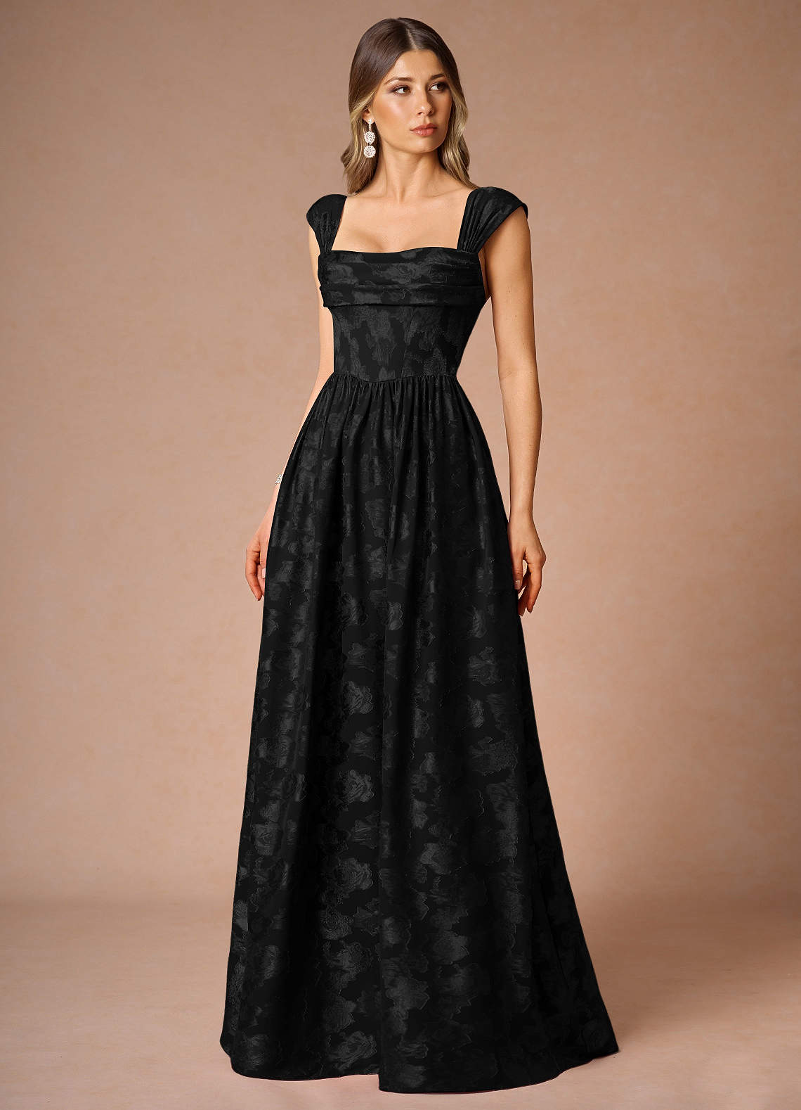 Hazel A-Line Cowl-Neck Fil Coupé Wedding Guest Dress in Lemon Sorbet