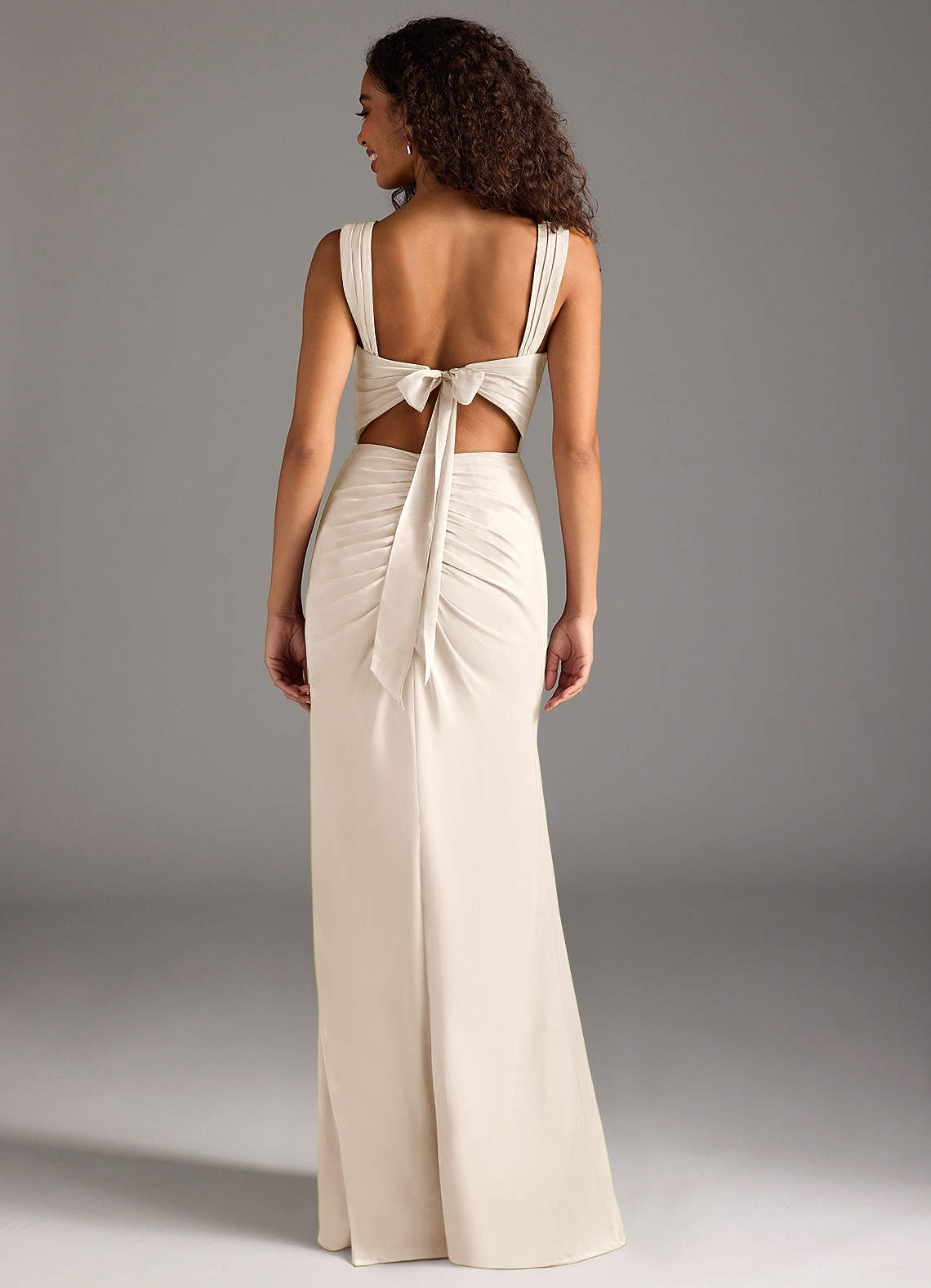 Jesaphine Sheath Square-Neck Chiffon Bridesmaid Dress in White Alabaster