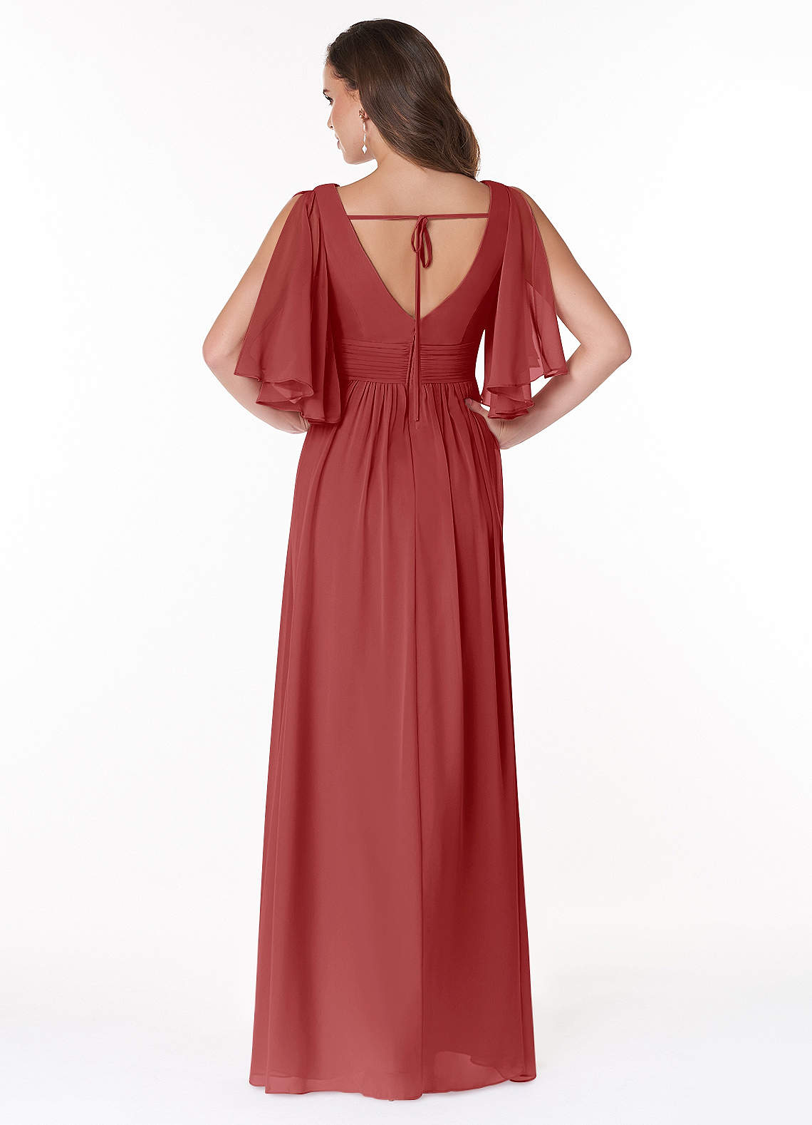 Temeka A-Line V-Neck Chiffon Bridesmaid Dress in Rust