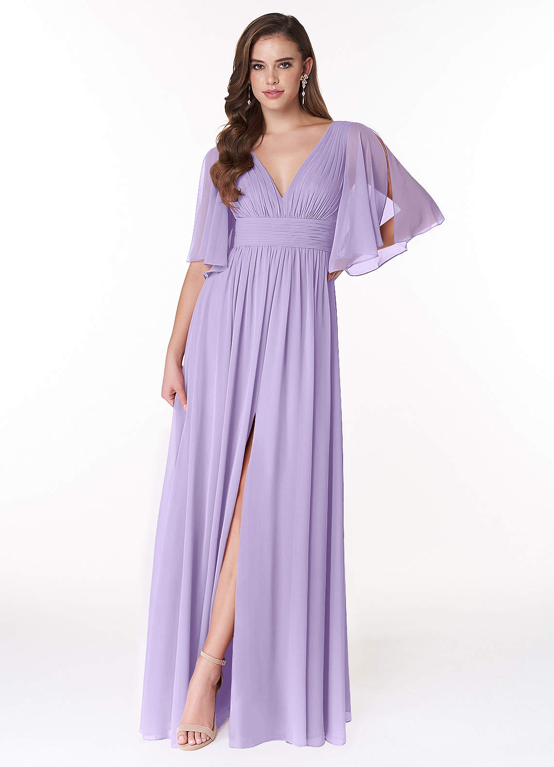 Temeka A-Line V-Neck Chiffon Bridesmaid Dress in Lilac
