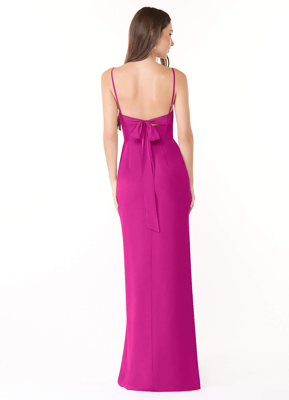 Mai Sheath Cowl-Neck Chiffon Bridesmaid Dress in Fuchsia