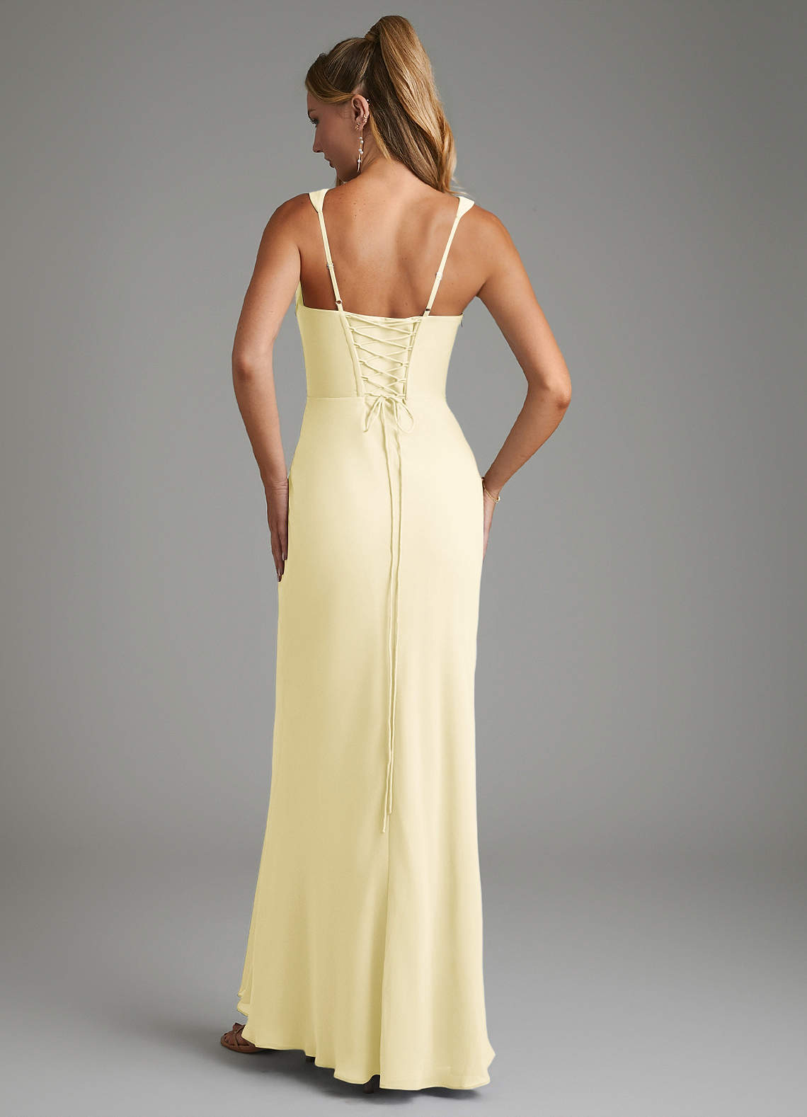 Asa Sheath Square-Neck Chiffon Bridesmaid Dress in Lemon Sorbet