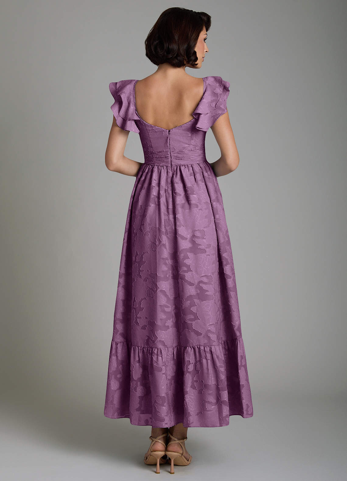 Anaya A-Line V-Neck Floral Burnout Bridesmaid Dress in Wisteria