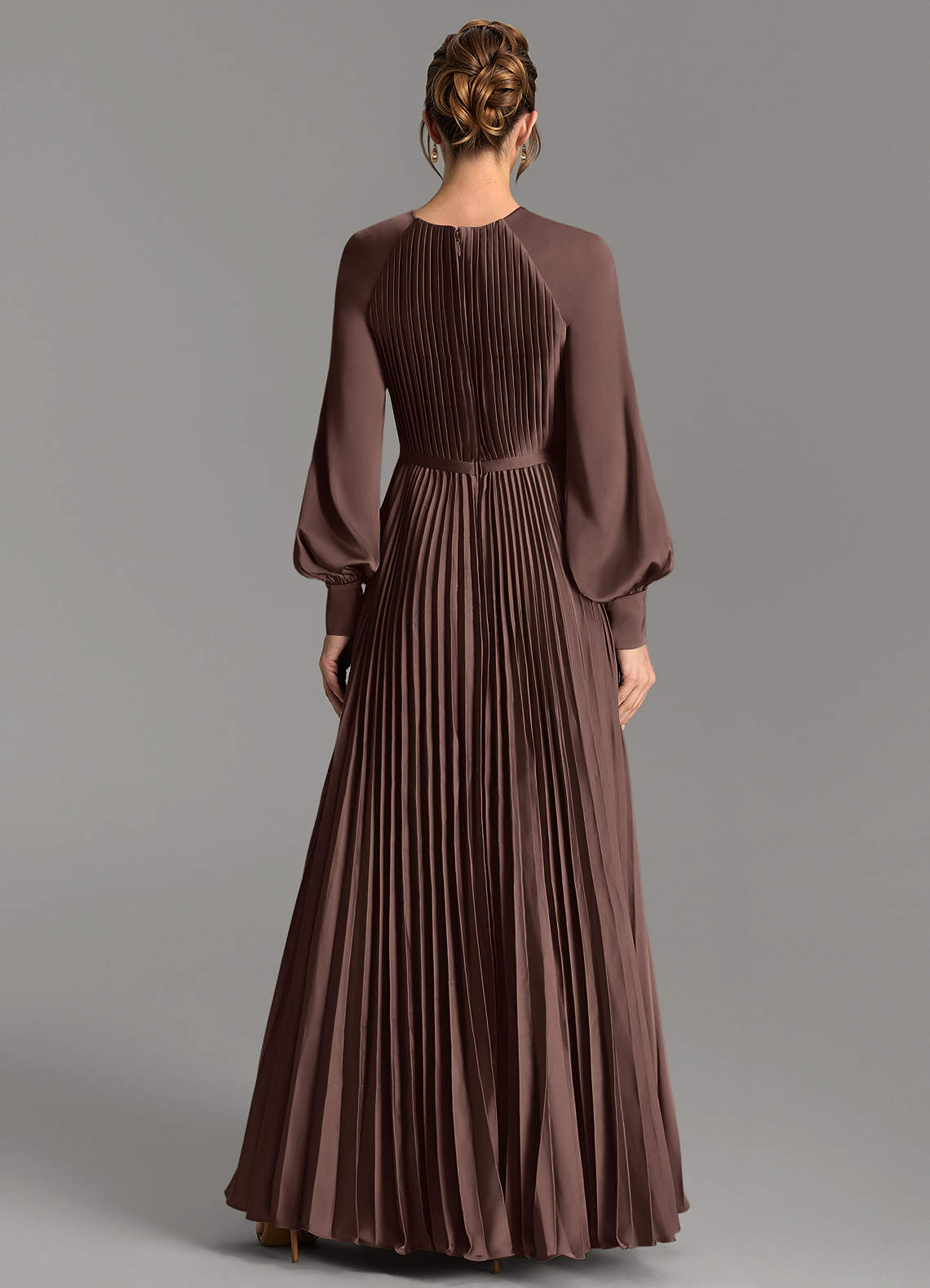 Grayson A-Line Scoop-Neck Stretch Satin Bridesmaid Dress in Ganache