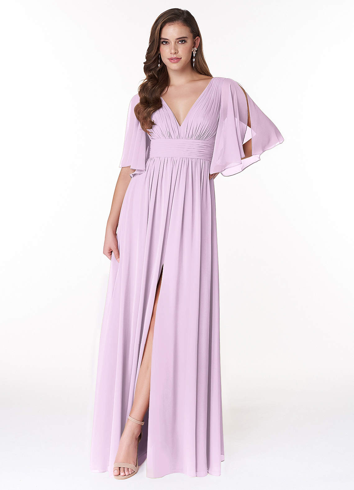 Temeka A-Line V-Neck Chiffon Bridesmaid Dress in Frosted Lilac