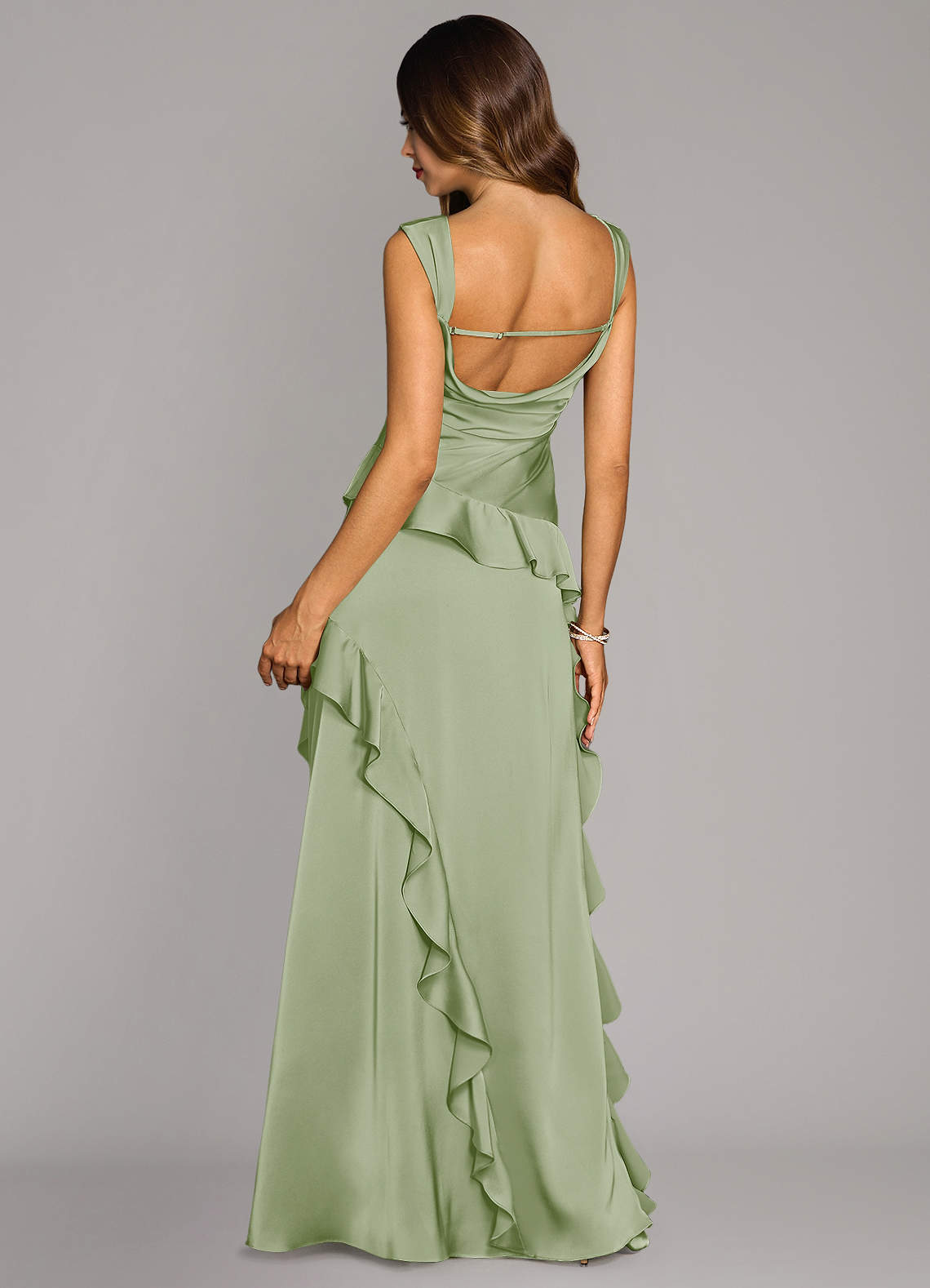 Sloane A-Line Sweetheart Stretch Satin Bridesmaid Dress in Dusty Sage