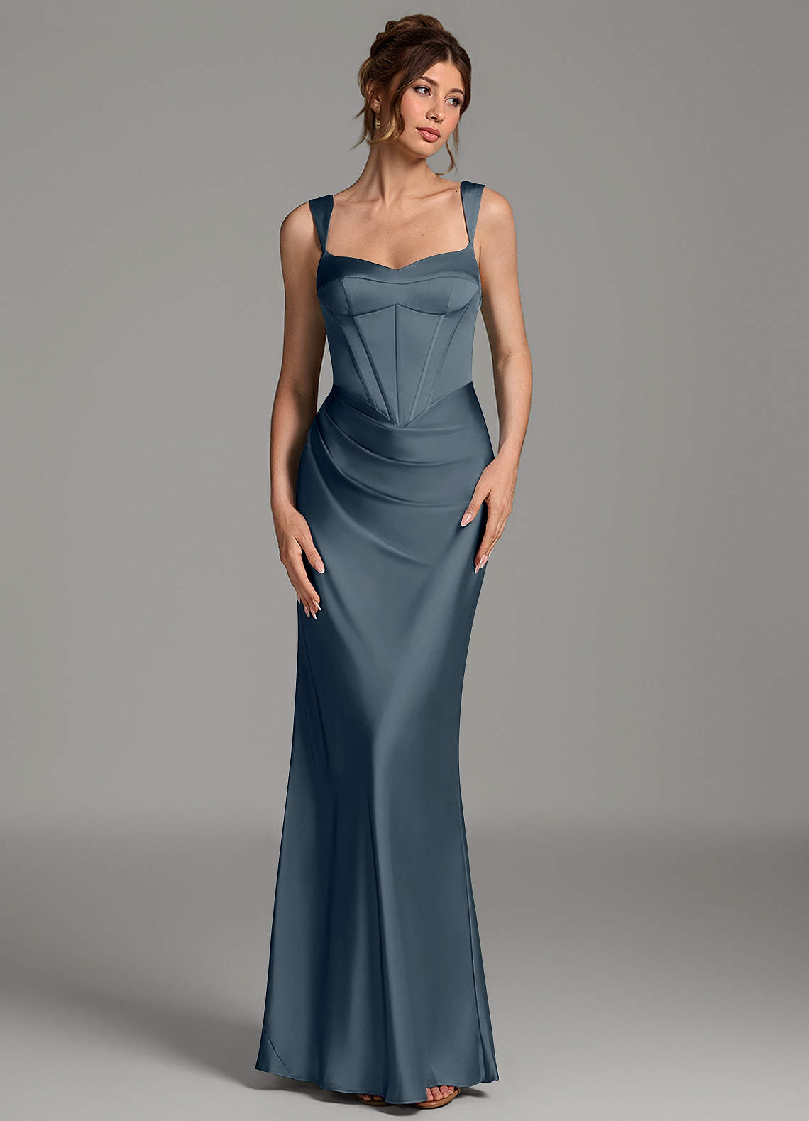 Mela Sheath Sweetheart Stretch Satin Bridesmaid Dress in Twilight