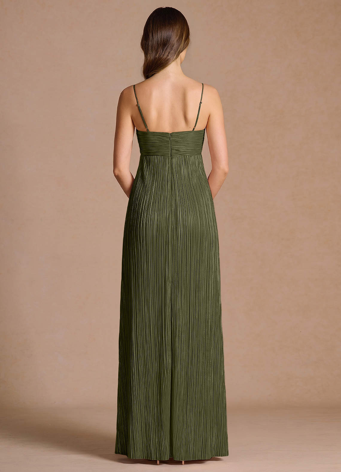Emmeline A-Line V-Neck Floral Burnout Evening Dress in Moss Green