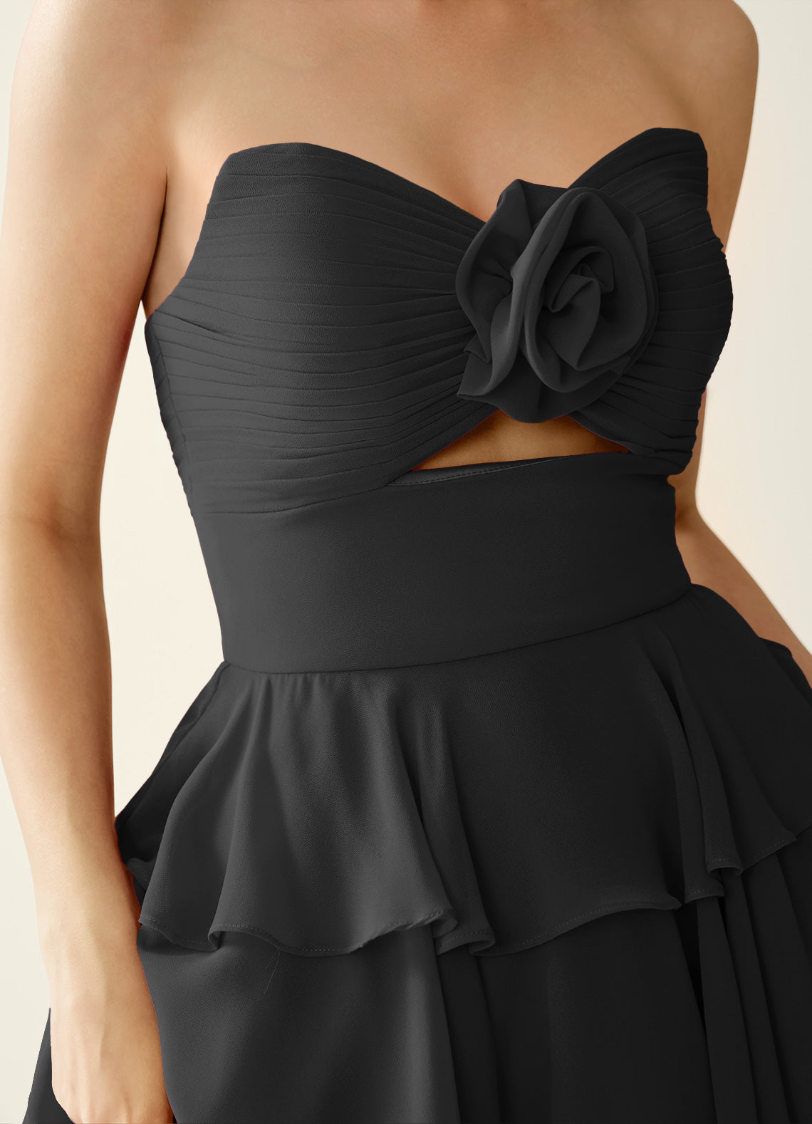 Orosecy A-Line Mini Strapless Chiffon Prom Dress in Black - photo 6
