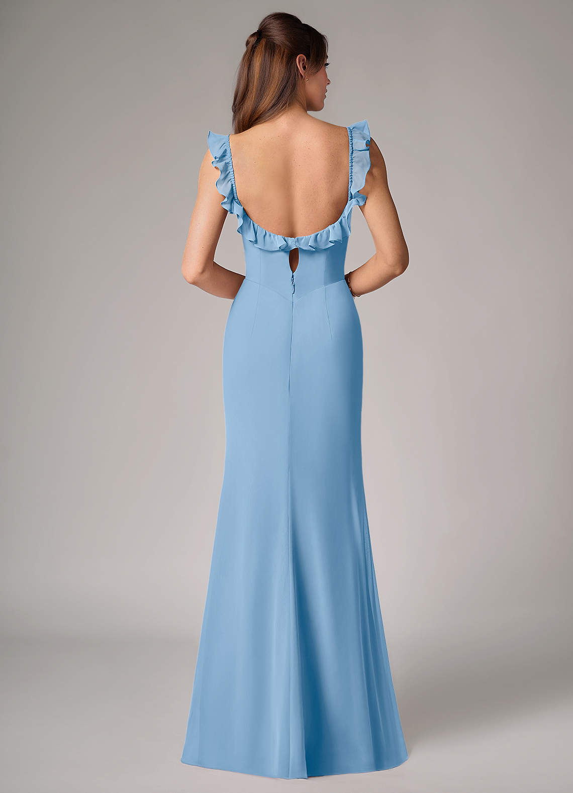 Callie Mermaid Scoop-Neck Chiffon Bridesmaid Dress in Powder Blue