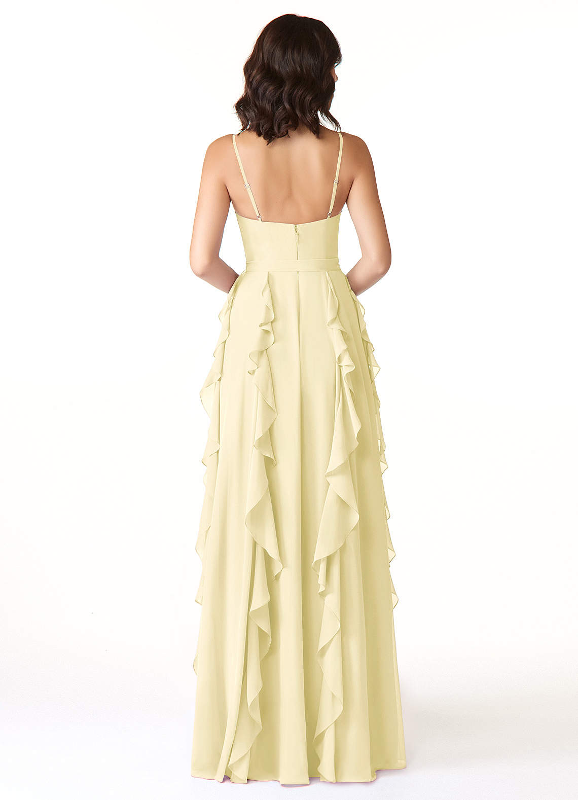 Peyton A-Line V-Neck Chiffon Bridesmaid Dress in Lemon Sorbet