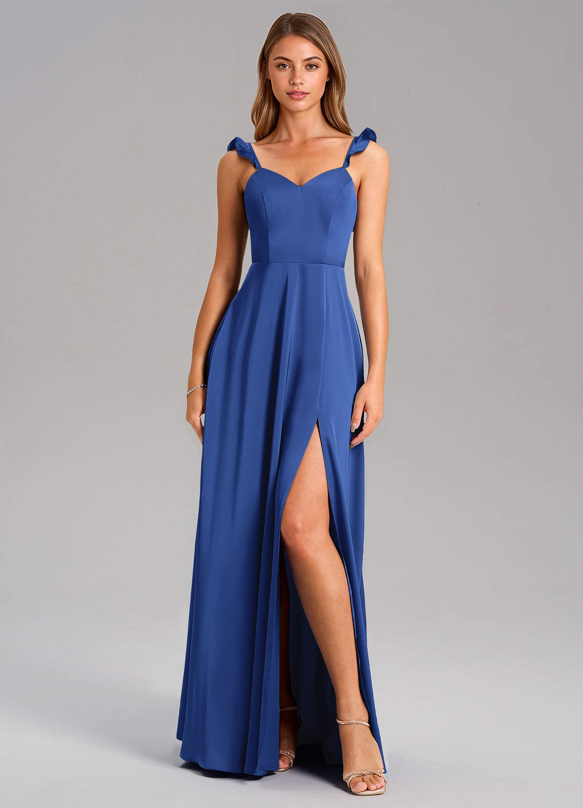 Everett A-Line V-Neck Chiffon Bridesmaid Dress in Royal Blue