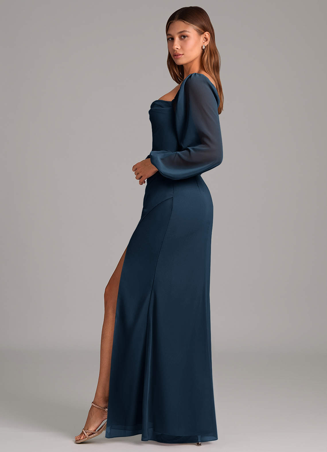 Brixley Mermaid Sweetheart Chiffon Bridesmaid Dress in Dark Navy