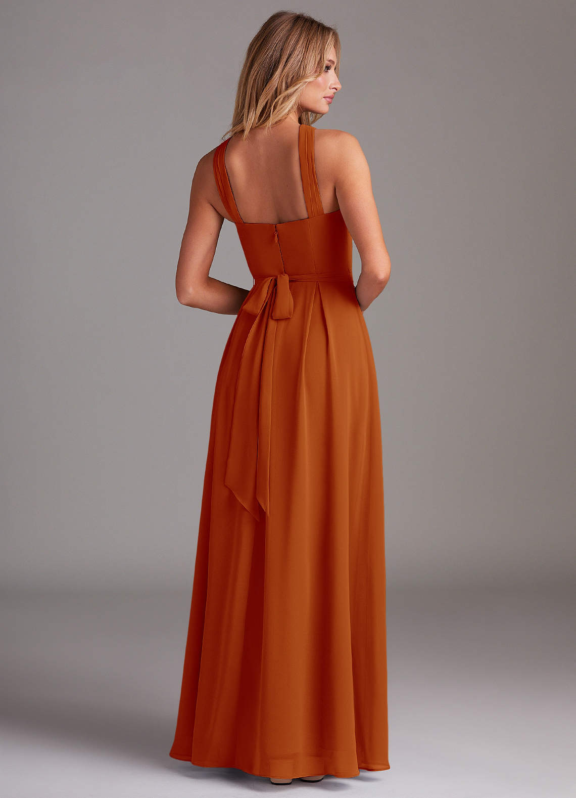 Dixie A-Line Halter Chiffon Bridesmaid Dress in Paprika